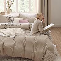 Vista 5 de Bedsure - Juego de ropa de cama de 3 piezas, prelavado, extrasuave, con 1 funda de edredón de 90 x 90 pulgadas con cremallera y 2 fundas