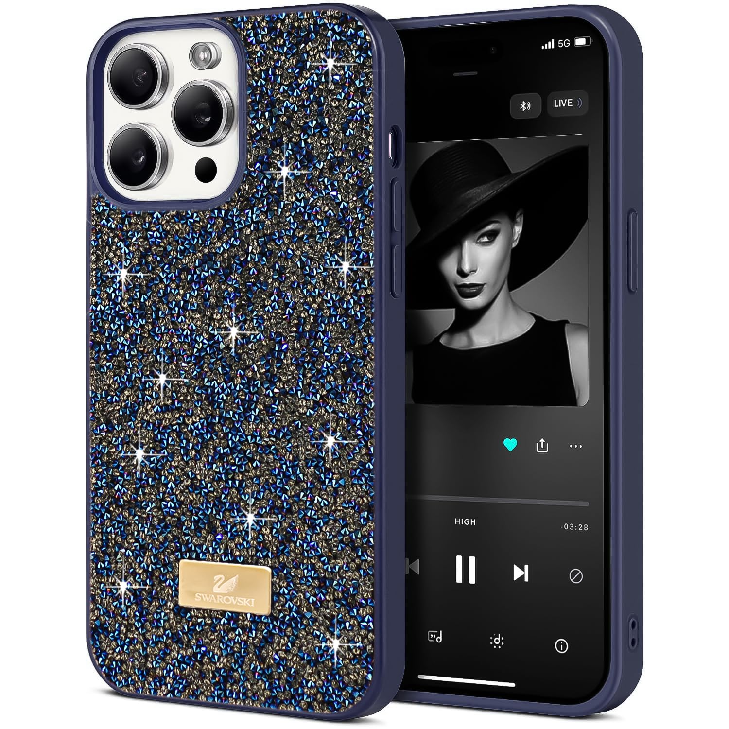 Dl3 Mobilak Case For iPhone 14 Pro Case Glitter, Sparkle Diamond Crystal Bling Case with Bling, Ultra Thin Lightweight Full Body Shockproof Anti-Scratch Protective Cover