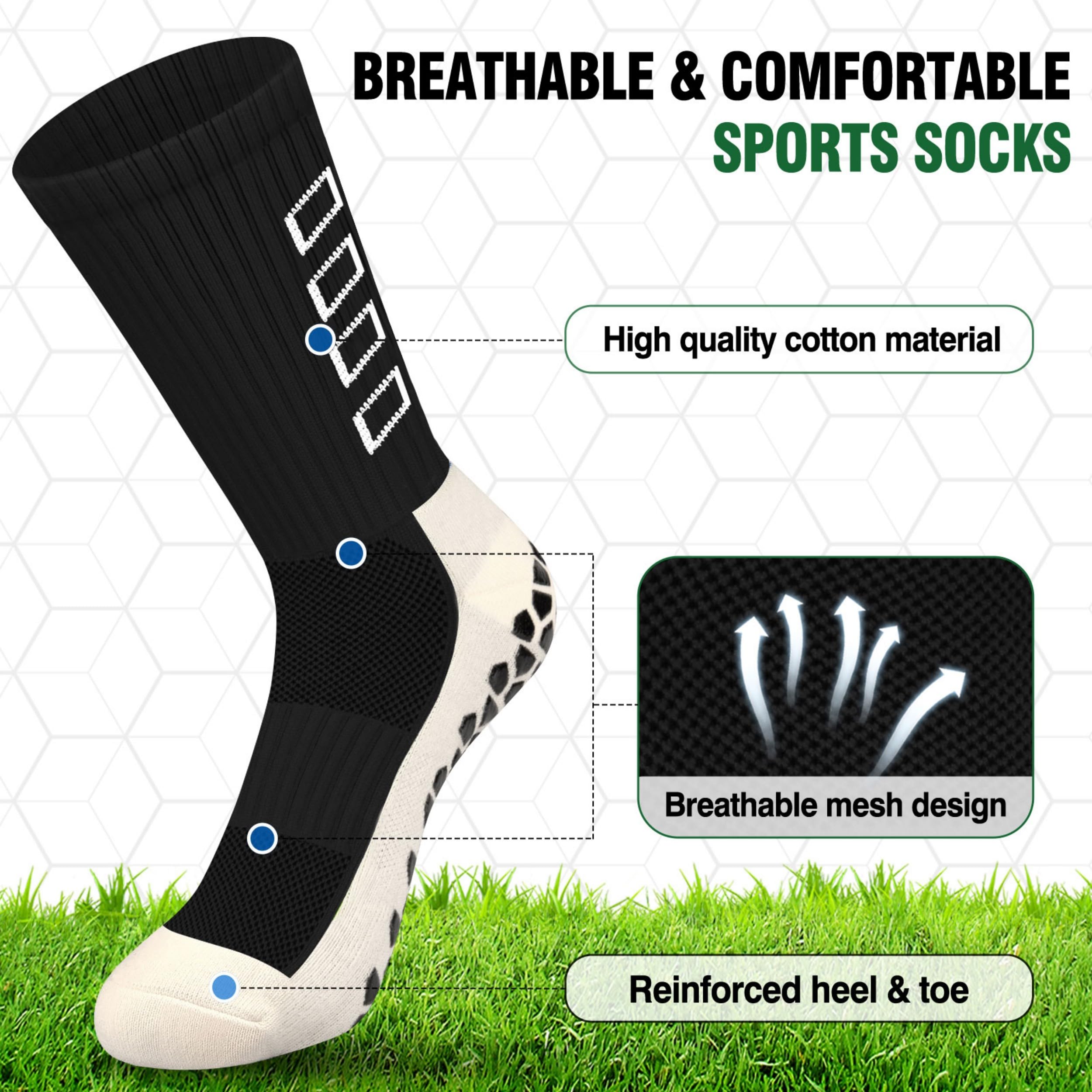 ENONEO Calze Calcio Antiscivolo Uomo 37-45 Calze Antiscivolo Calcio Anti Vesciche Addensare Cotone Calzini Sportivi Donna Traspirante Calzini Grip Calcio per Ciclismo Trekking