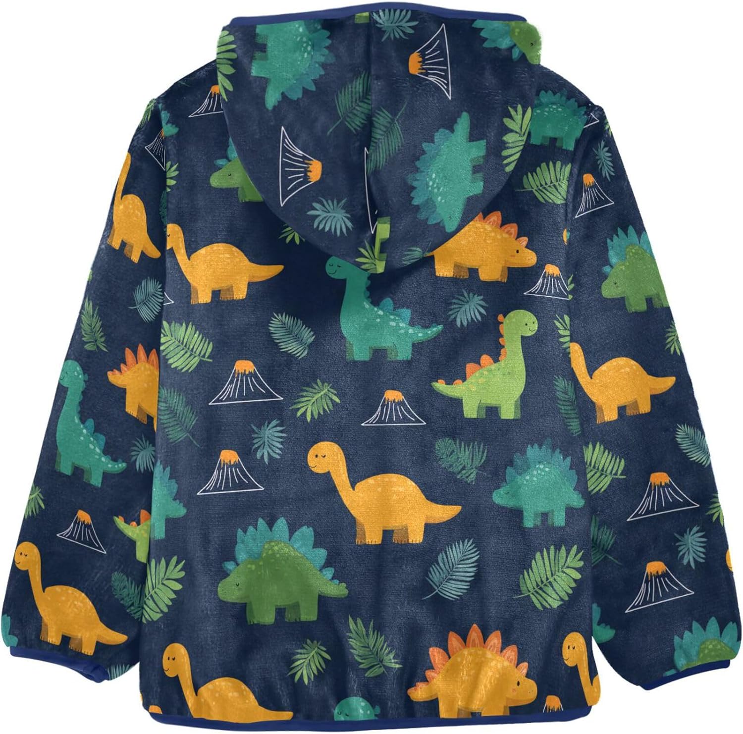 Yuiboo Dark Blue Dinosaur Plant Fun Lightweight Zip Sweatshirt Children Coat Navy Blue Fall Baby Boy Clothes