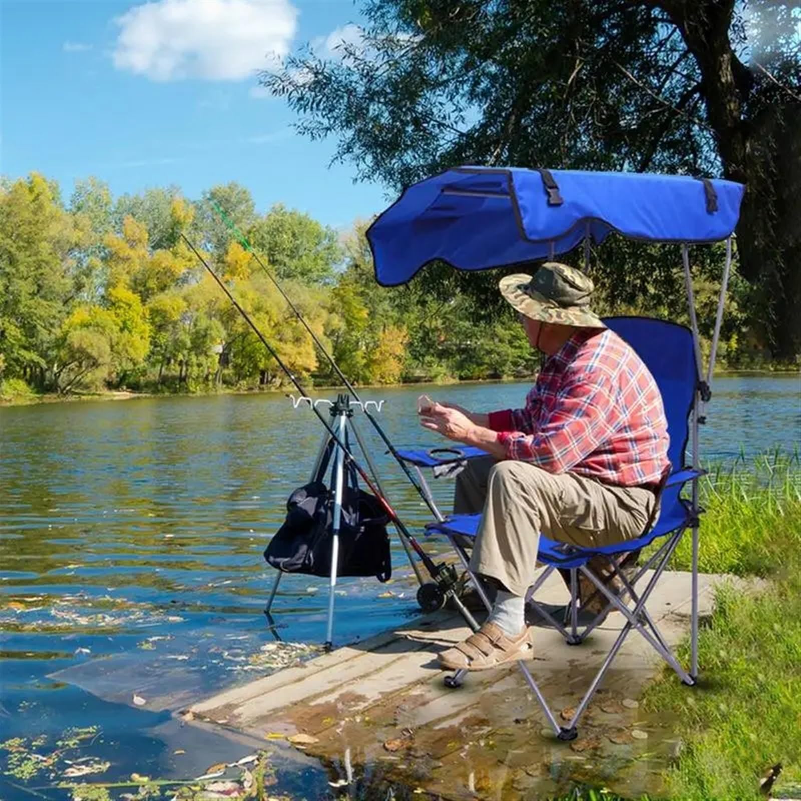 Klappbarer Campingstuhl | Mehrfarbiger klappbarer Camping-Angelstuhl