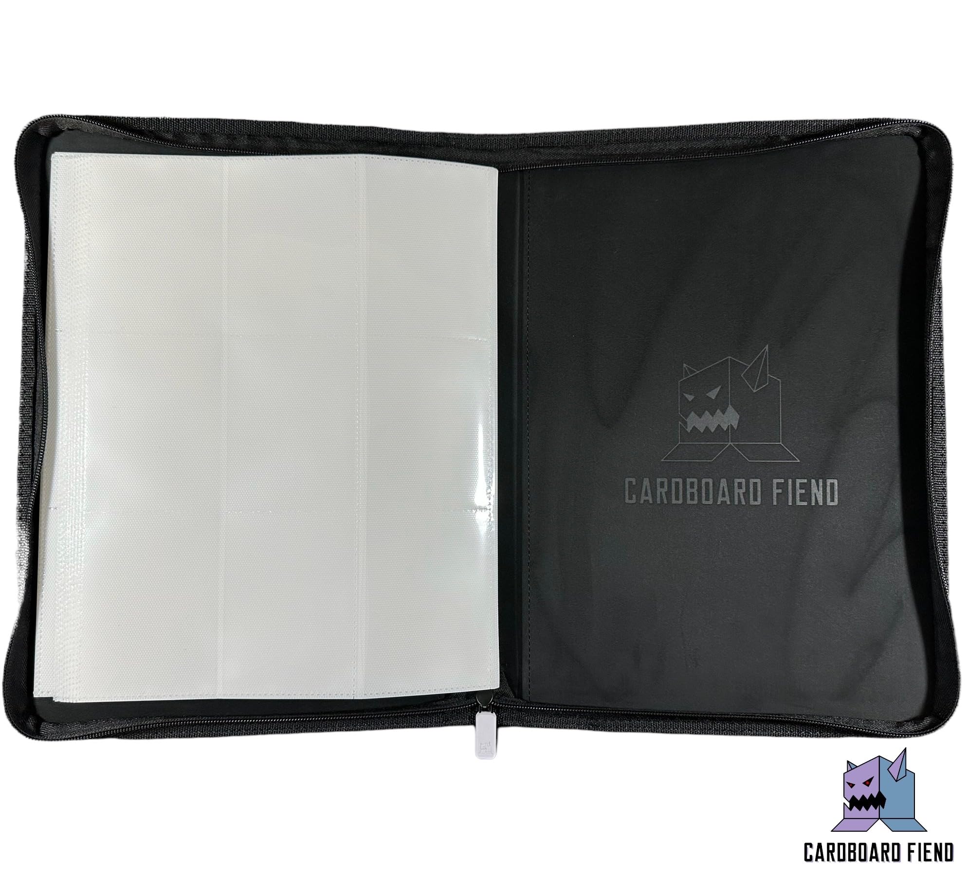 Cardboard Fiend - 9 Pocket Trading Card Zip Binder Album - 360 Side Loading  Pockets