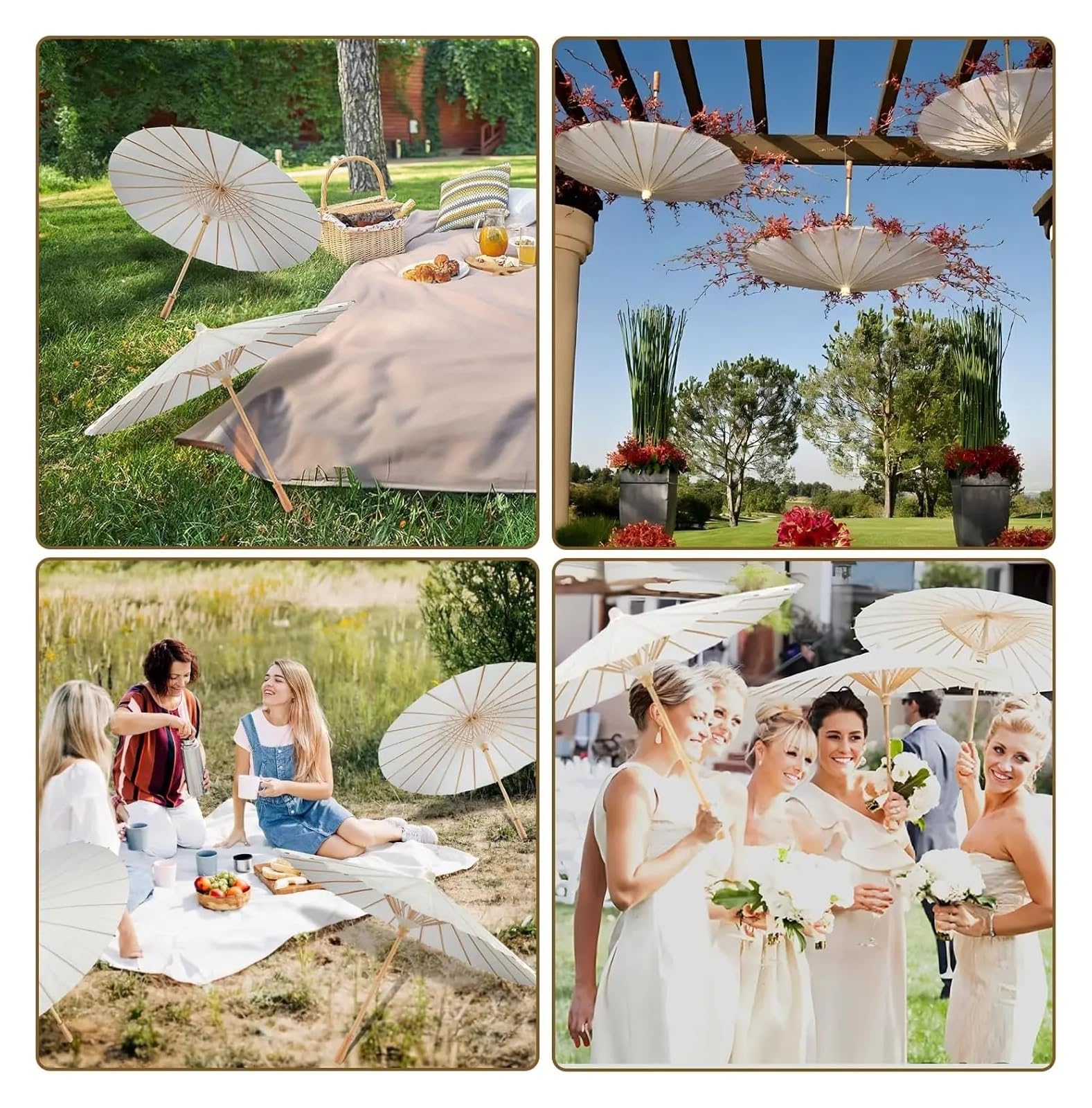 Paraguas De Papels para Boda White Paper Parasol For Wedding