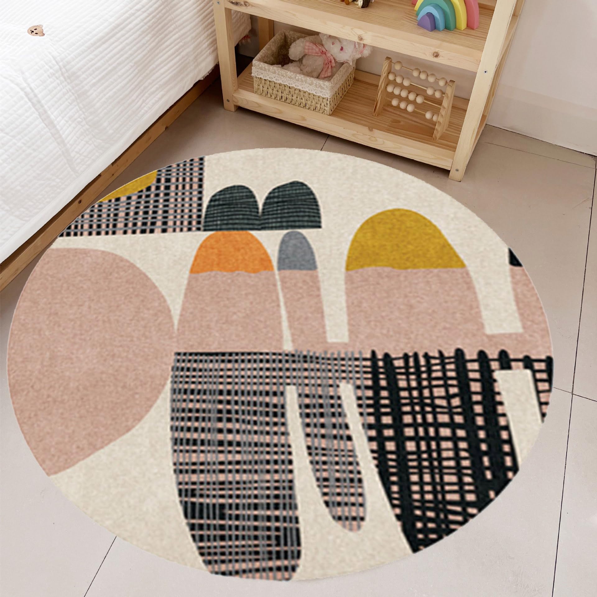 Alfombra redonda para niños en dormitorio y decoración de guardería