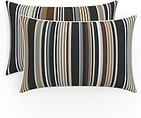Pillow Perfect Labrisa Rattan Stripe Outdoor/Indoor Lumbar Pillows, 11.5x18.5, Weather & Fade Resistant, Plush Fill, 2-Pack