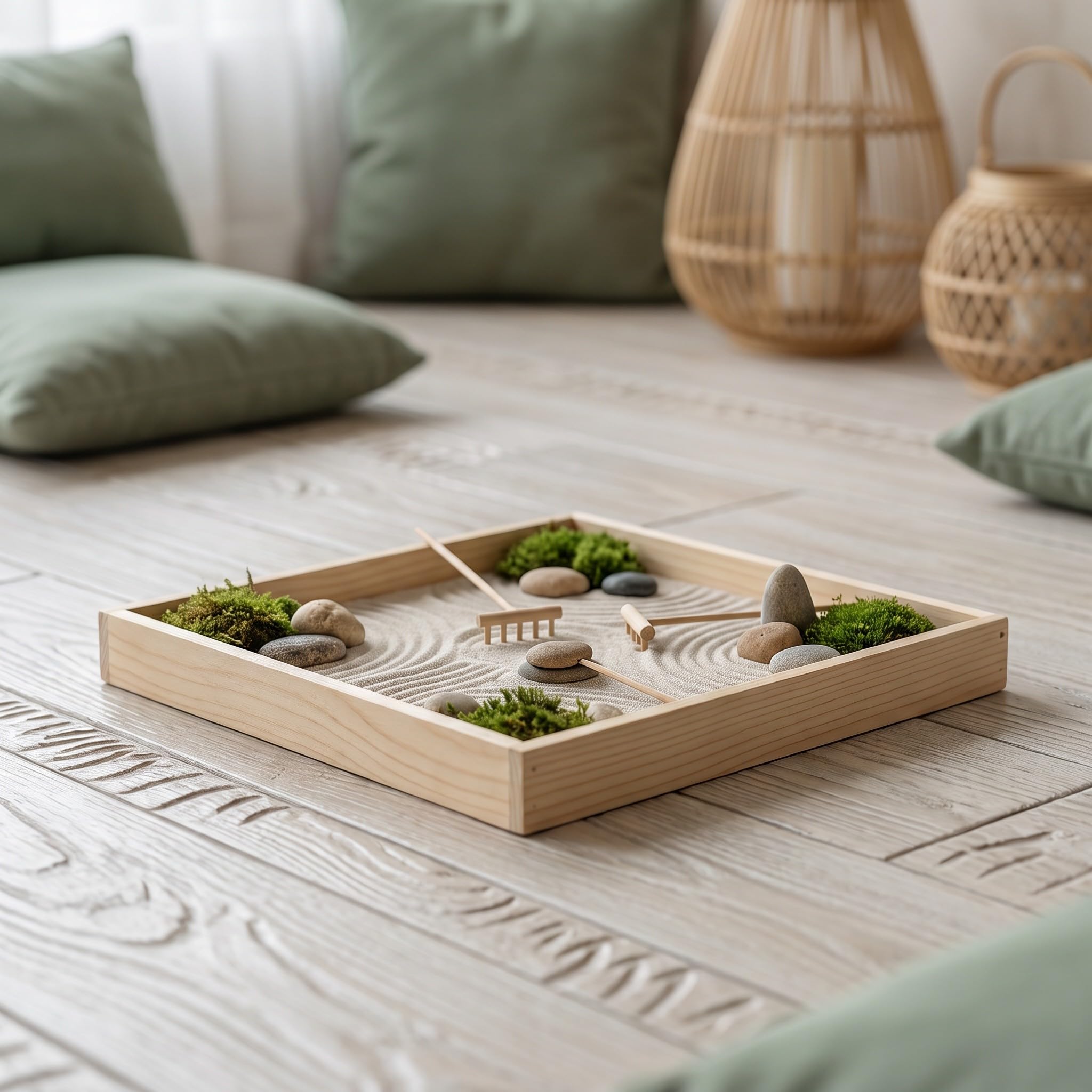 Artibetter Bandeja de Arena para jardín Zen, Caja de Arena de Madera para d