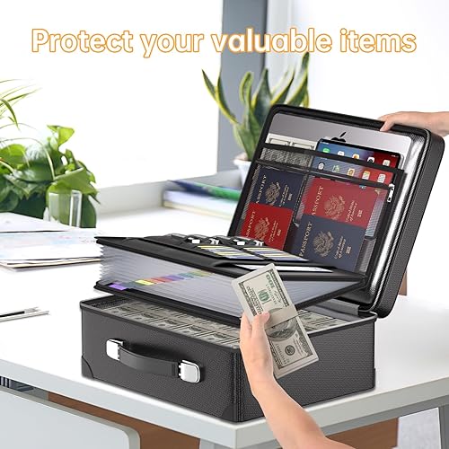 Miniatura 9 de DocSafe Caja de documentos ignífuga de 6400F con cerradura, aislamiento térmico, resistente al agua, 10 capas, caja fuerte con cremallera y