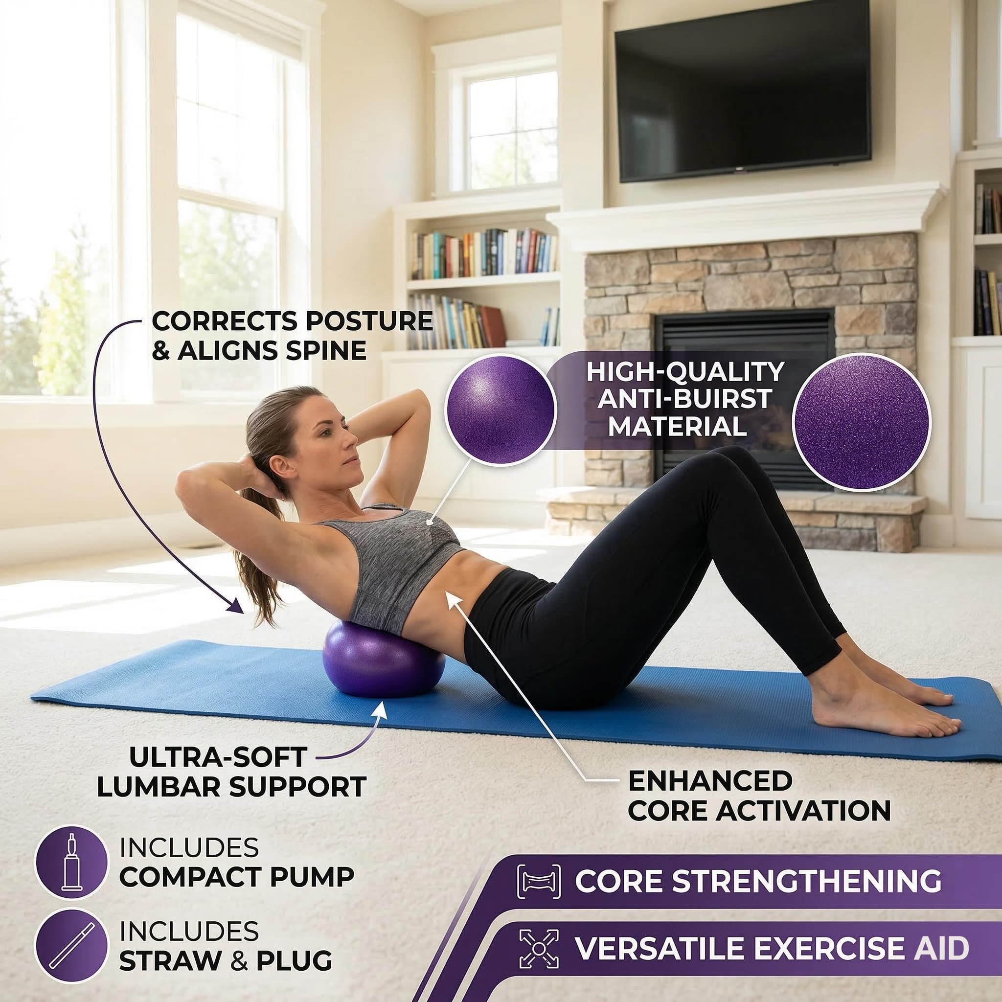 Mini pelotas de yoga de 6 pulgadas para ejercicio, pilates, terapia, equilibrio, microporos, equipo para entrenamiento de estabilidad en el hogar, entrenamiento físico central con bomba
