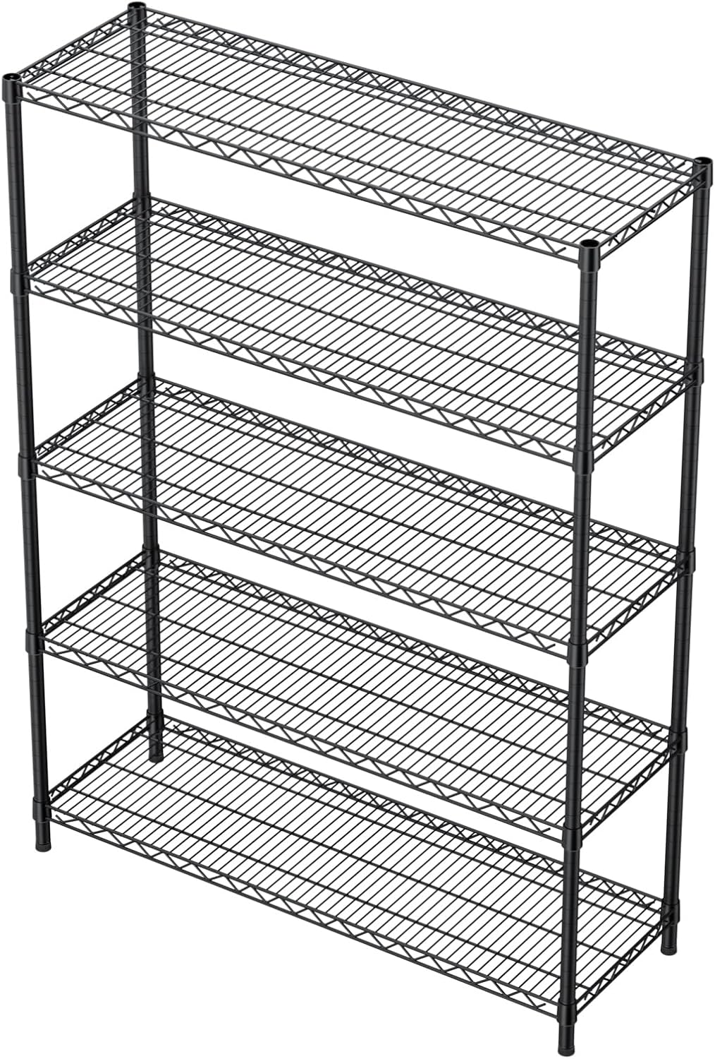 5 Tier Adjustable Storage Shelves Heavy Duty Metal Utility Shelf 1750LBS Capacity Wire Shelving Unit Organizer Rack for Home Kitchen Garage Pantry Room 18" D x 46" W x 77" H Black - Image 4
