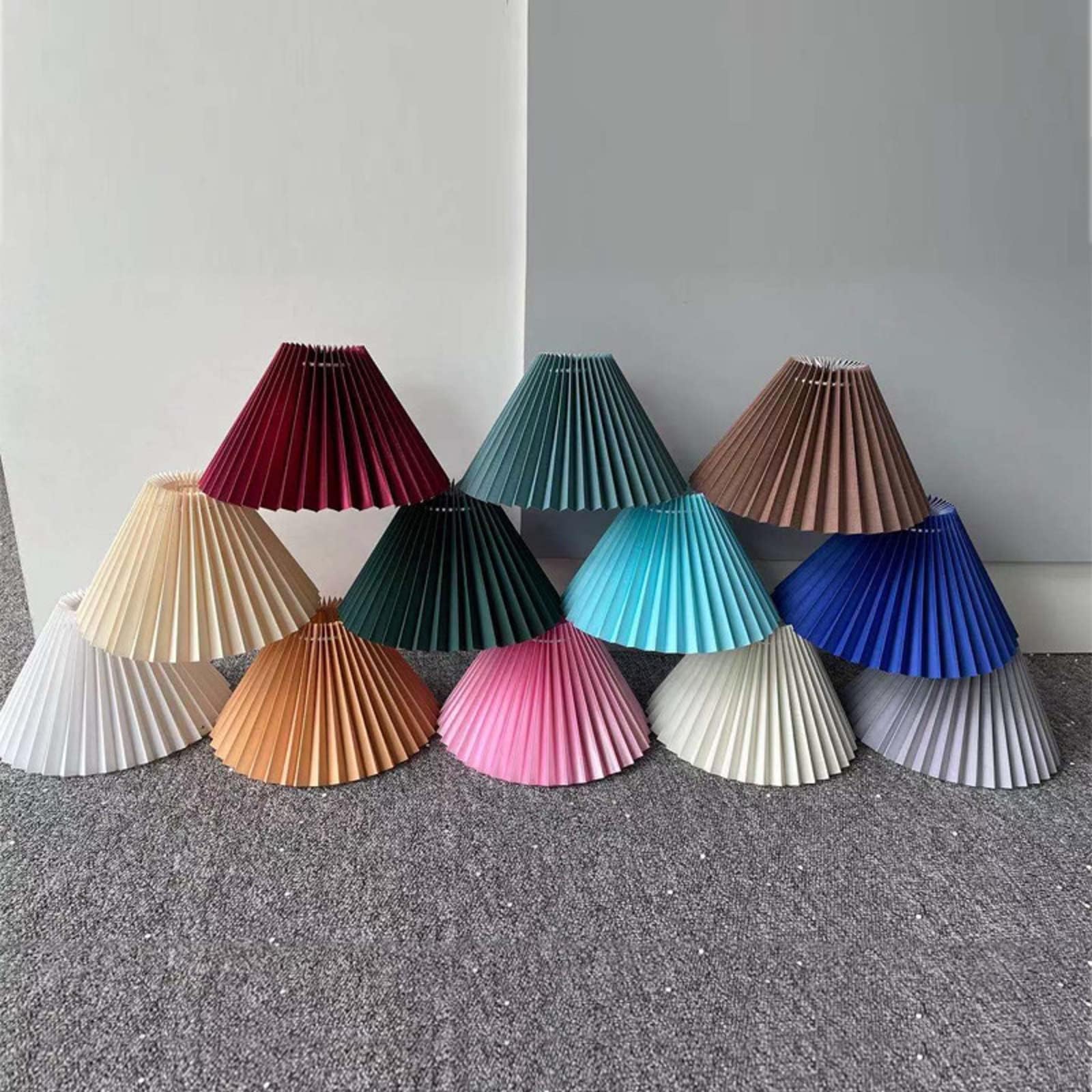 Lampshade, E27 Pleated Burgundy lampshade Large Lamp Anti Dazzling Table Lamp Shade Fabric Bedroom Lampshade for Household Office Studyroom Bedroom