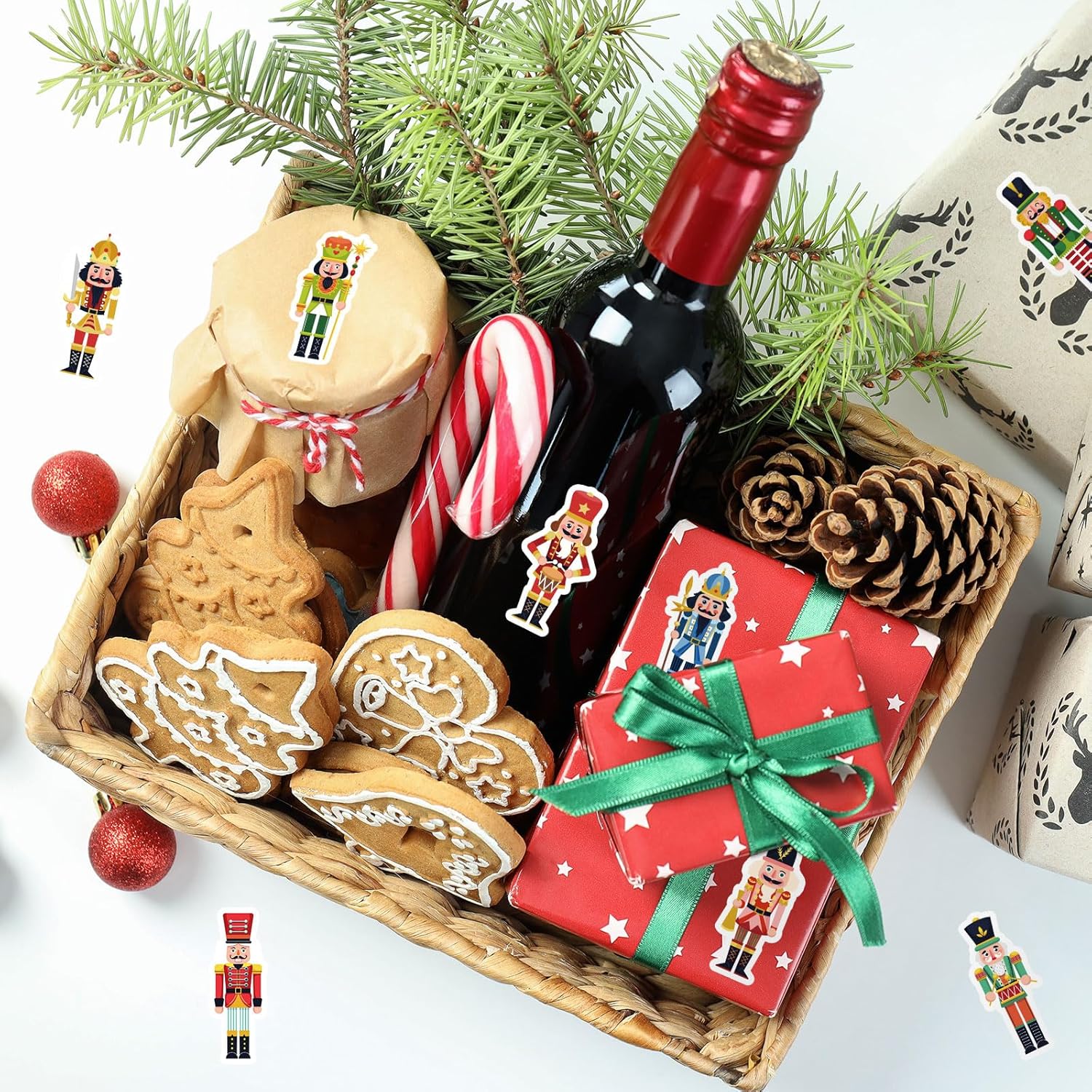 Whaline 1000Pcs Christmas Nutcracker Stickers Roll Xmas Cartoon Nutcracker King and Soldier Self-Adhesive Sticker Decals for Birthday Holiday Party Decor Supplies, 8 Designs - Image 4