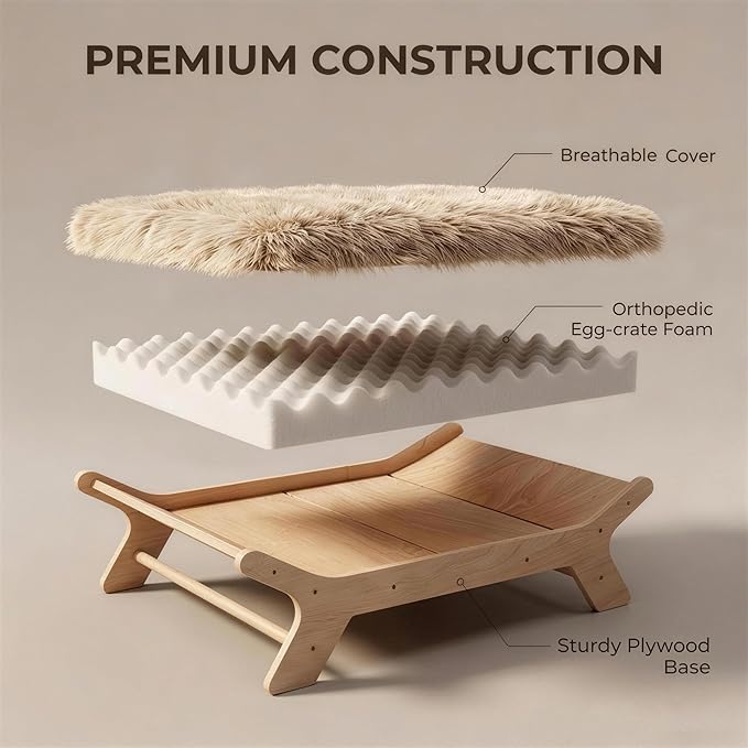 Cama Elevada para Perro Grande 95x72cm con Base de Madera miniatura 3