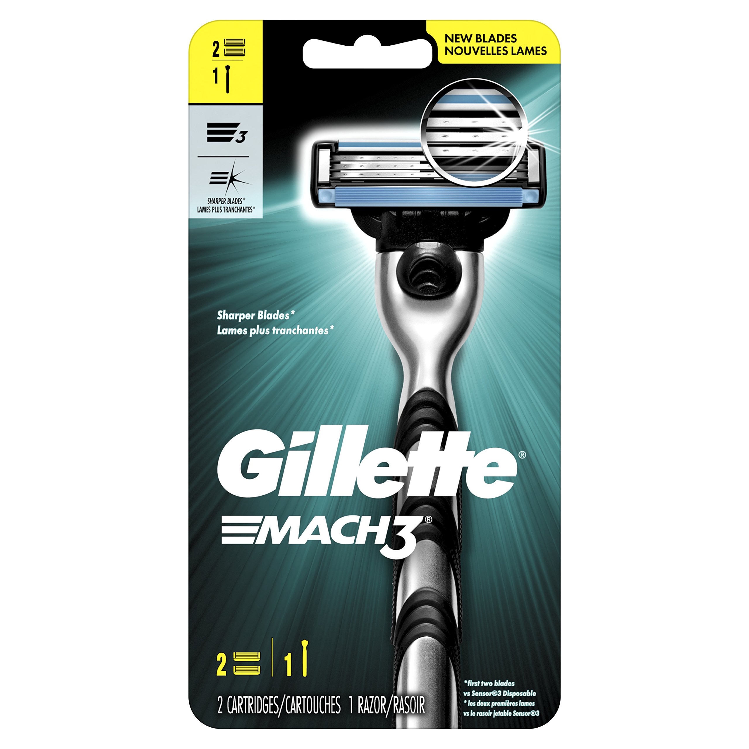 Gillette Mach3 Mens Razor with 2 Razor Blade Refills Mens Razors Blades
