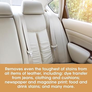 Leather Stain Remover | Quickly Removes Stubborn Stains | Works Well On Dye Transfer, Paint, Food Spills | Cleans Leather Furniture, Car Interior, Bags, and More (250 ml / 8.5 oz)