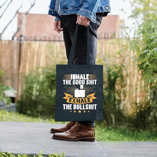 Miniatura 4 de Gift That Says Vape Inhale The Good Exhale Bullshit Perfect For Vape Enthusiasts Navy Black Multicolor Canvas Tote Bag