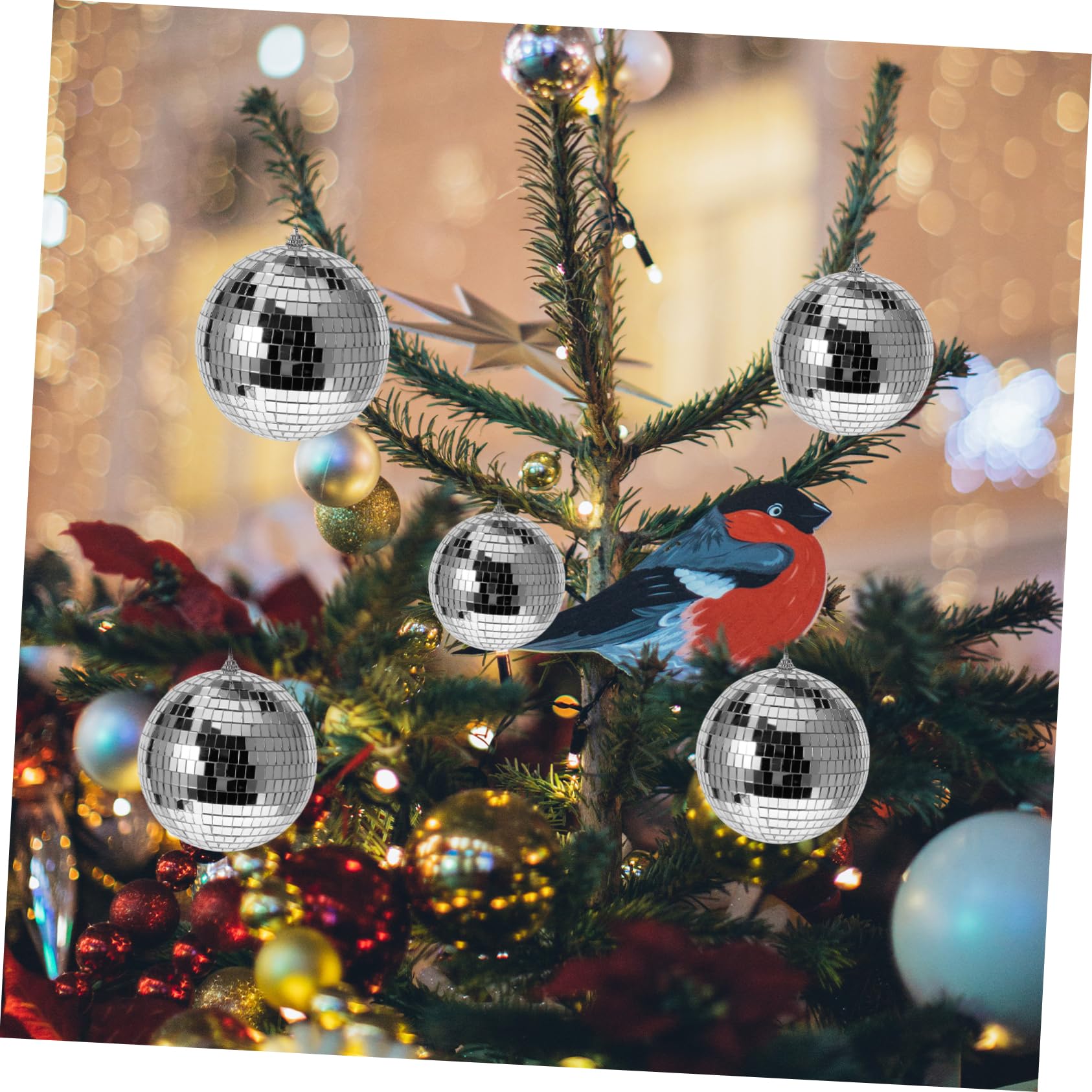 ibasenice Disco Ball Ornaments 4pcs Hanging Mirror Balls Reflective Decor Wedding Party Decorations Christmas Decor