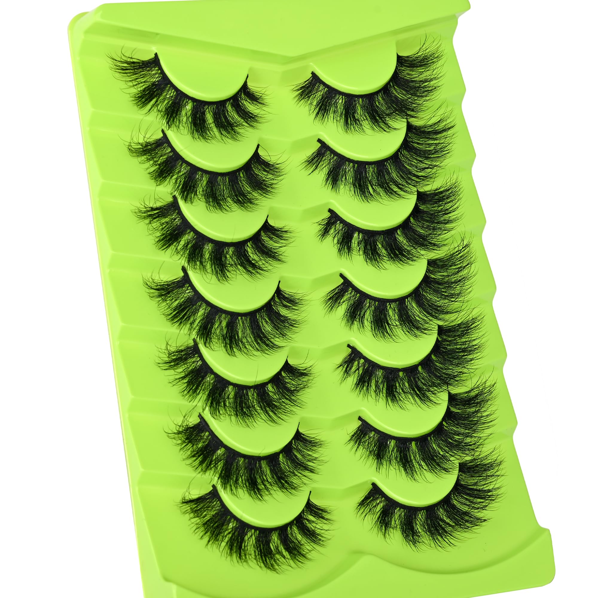 Mink Lashes Wispy Künstliche Wimpern, 3D-Volumenstreifen, 15 mm, Katzenaugen-Wimpern, Kunstnerz, 7 Paar, künstliche Wimpern, Multipack, von Kmilro