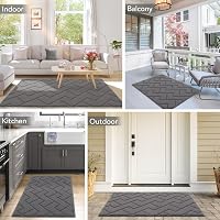 Biscpro Nedvszívó Lábtörlő 50x80 cm - Csúszásmentes, Mosható Beltéri Szennyfogó Szőnyeg Bejárathoz, Konyhába, Kutyás Háztartásokba - Szürke 7