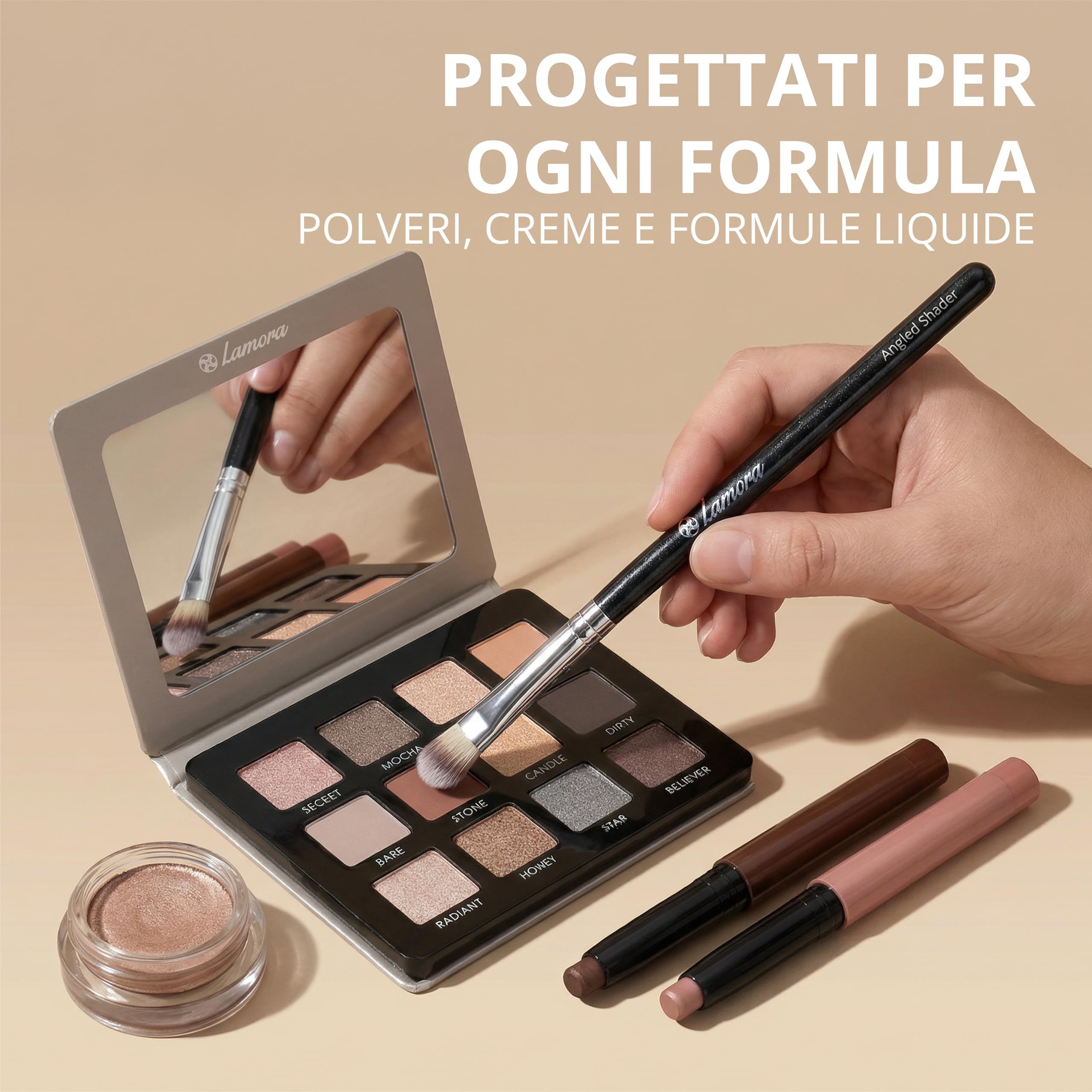 Pennelli per Trucco Occhi Professionali - Make Up Kit di Pennelli per Ombretti, Eyeliner, Sfumato - La Miglior Scelta di Pennelli Essenziali di 7 Pezzi - Matita, Ombretto, Conico, per Definire