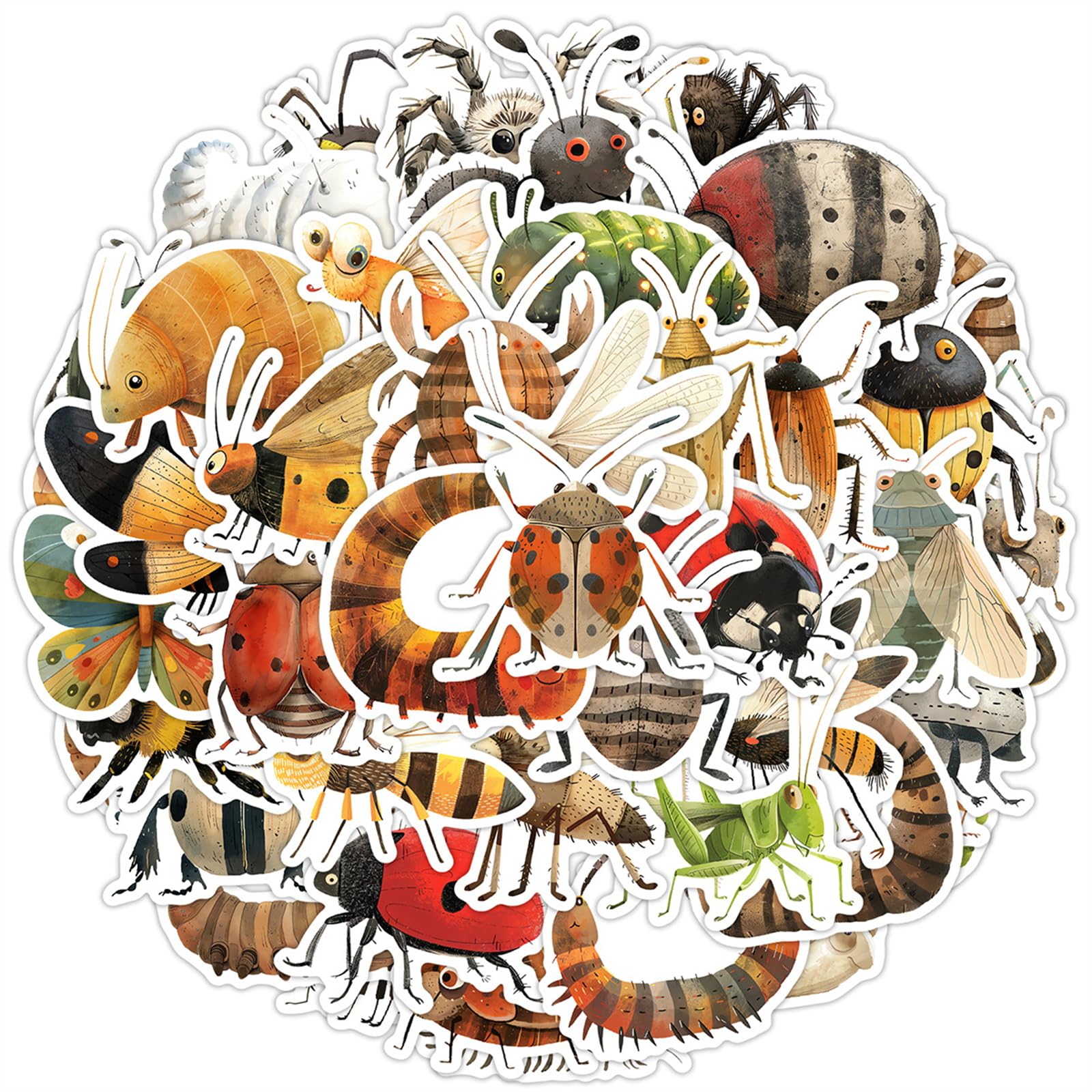 50 Pcs Insect Stickers for Kids,Bug Stickers, Realistic Insect PVC Sticker,Waterproof Bug Decals for Kids，for Stationery, Luggage Scrapbooking, Water