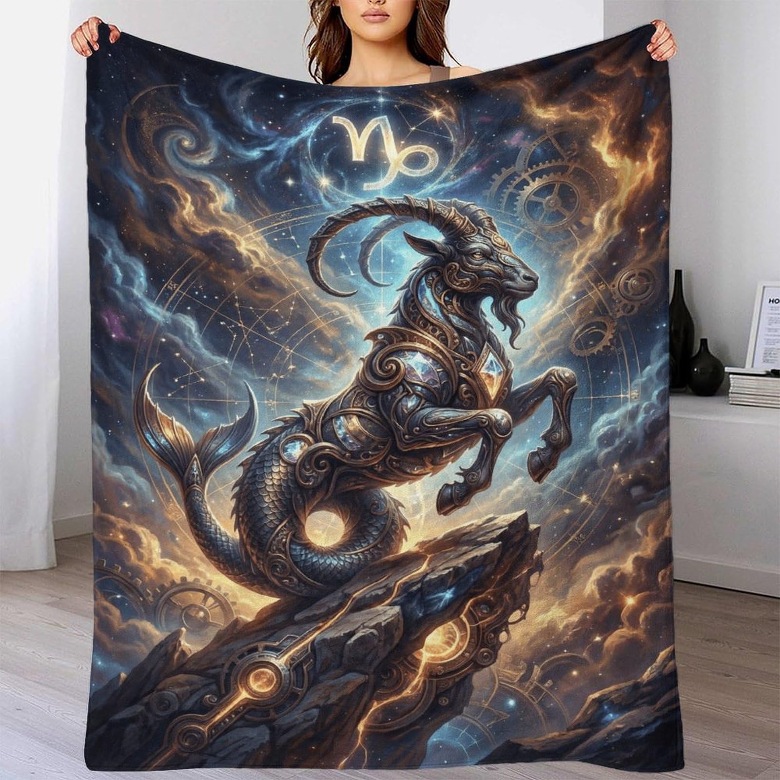 W7C8U2X3 Capricorn Zodiac for for Flannel Throw Blanket, Bedroom Sofa Couch