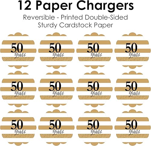 Miniatura 5 de Big Dot of Happiness We Still Do - 50 aniversario de boda - Decoraciones de mesa redonda para fiesta de aniversario - Cargadores de papel - Ajuste