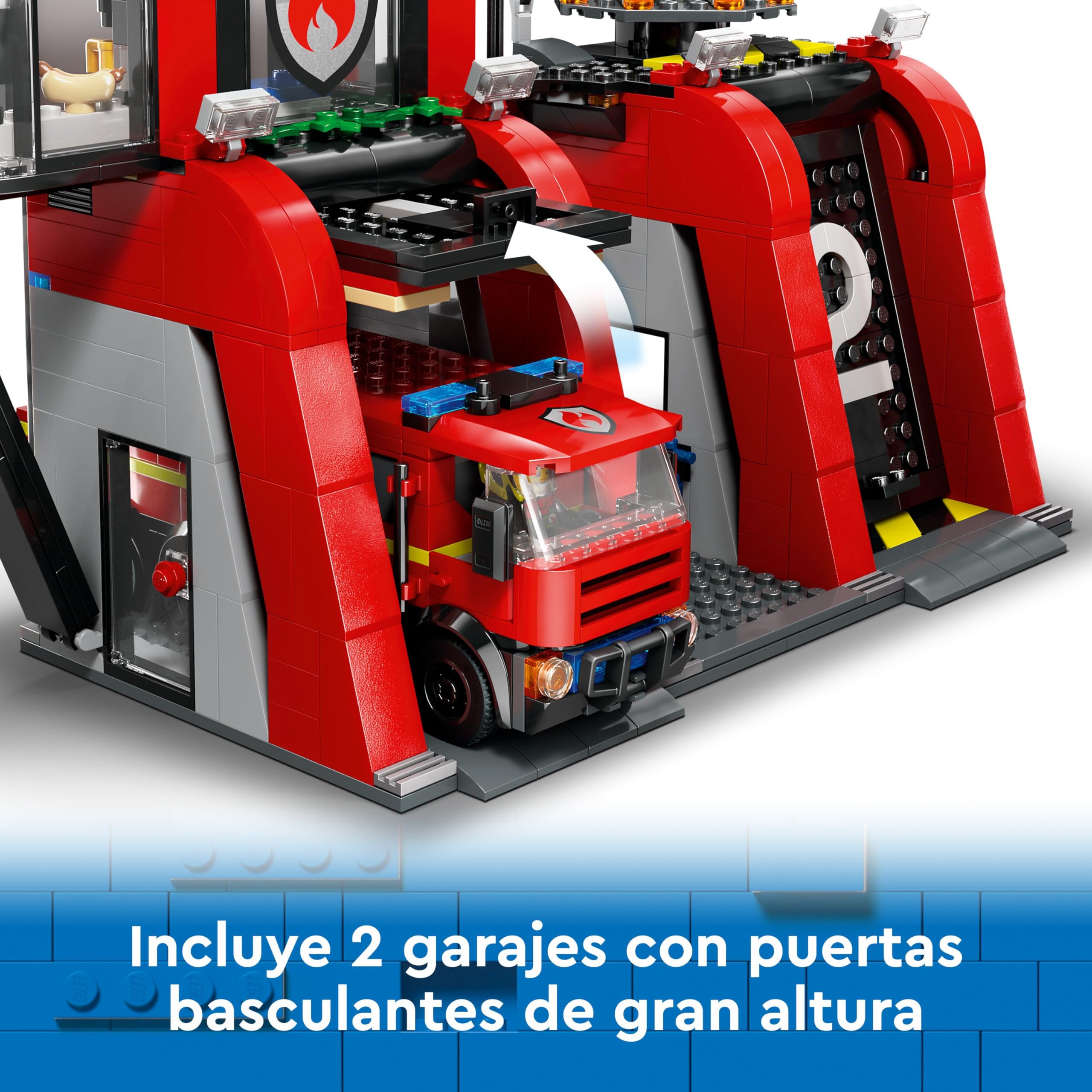 LEGO City Parque de Bomberos con Camión de Juguete, Regalo de Cumpleaños para Niños y Niñas de 6 Años o Más, Figura de Perro y 5 Minifiguras, Juego Imaginativo y de Acción 60414