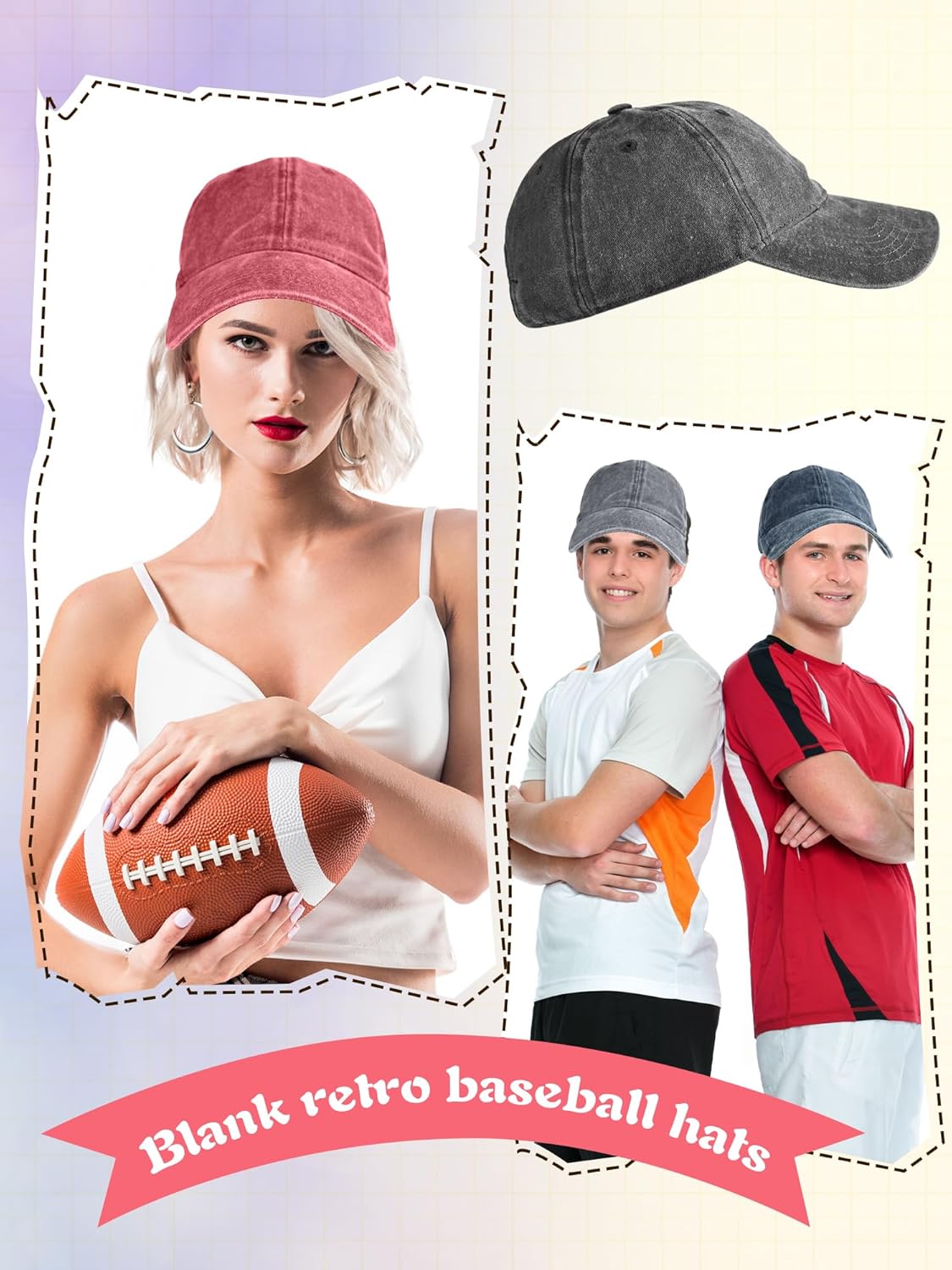 8 Pack Washed Cotton Baseball Caps Distressed Adjustable Baseball Caps Vintage Retro Baseball Hat for Men Women - Image 4