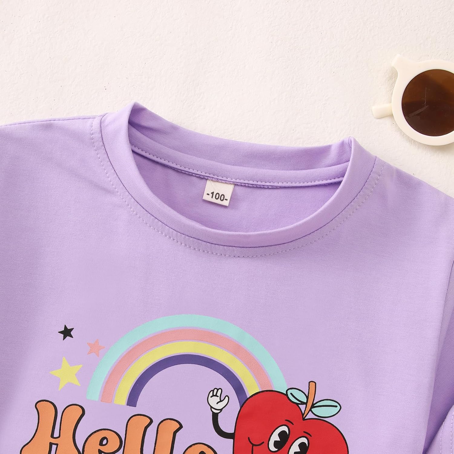 SOFEON Hello Pre-K Shirts Toddler Girls Back to School T-Shirt Apple Rainbow First Day of School Outfits Pre-K Gift Tee Tops