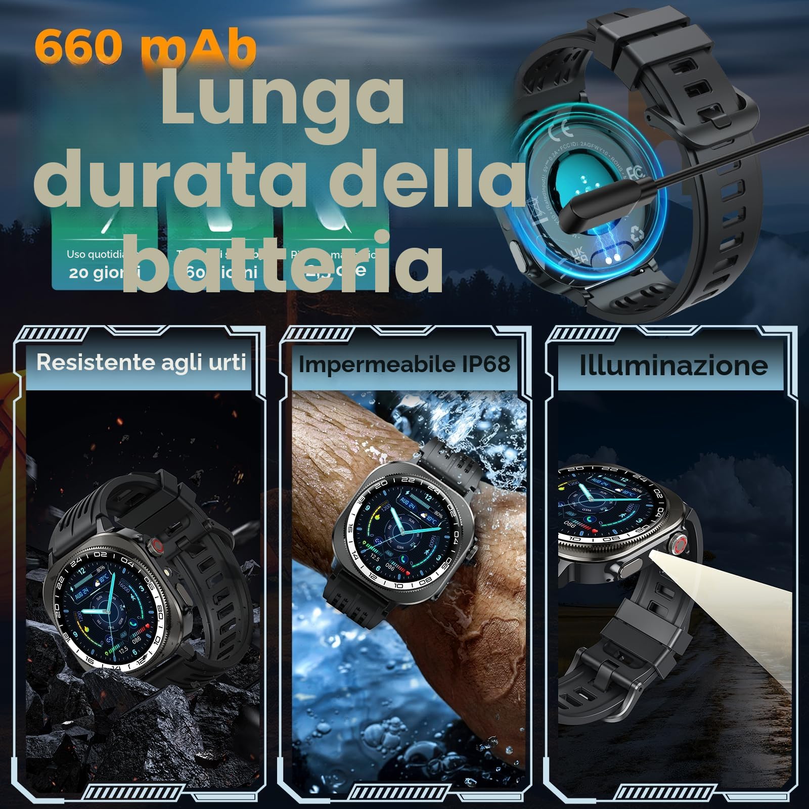 2026 Smartwatch Uomo, Nuovo 1,43'' Orologio Intelligente Fitness con Chiamate Bluetooth,Militari Smart Watch Tracker 130+ Modalità Sportive per Cardiofrequenzimetro,SpO2, Smart Watch per Android iOS