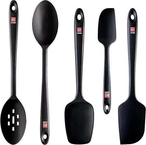 DI ORO Seamless Series - Juego de utensilios de silicona de 5 piezas, 3 espátulas de goma, 2 cucharas y 1 cuchara, herramientas de cocina