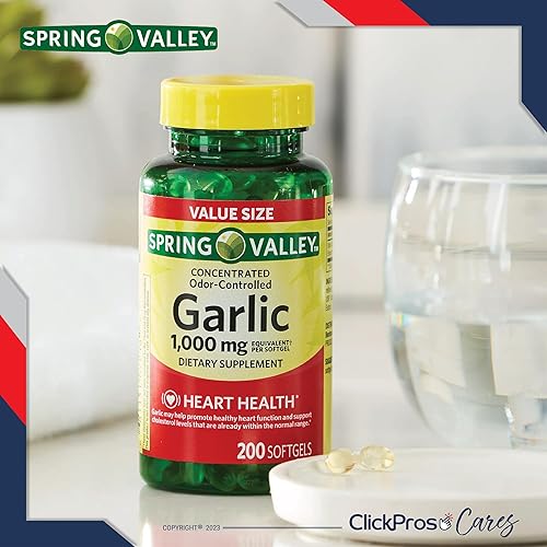 Miniatura 3 de Spring Valley - Cápsulas blandas de ajo controladas por olores - Suplemento dietético de 1,000 mg 200 unidades + guía "The Truth About Vitamin" y