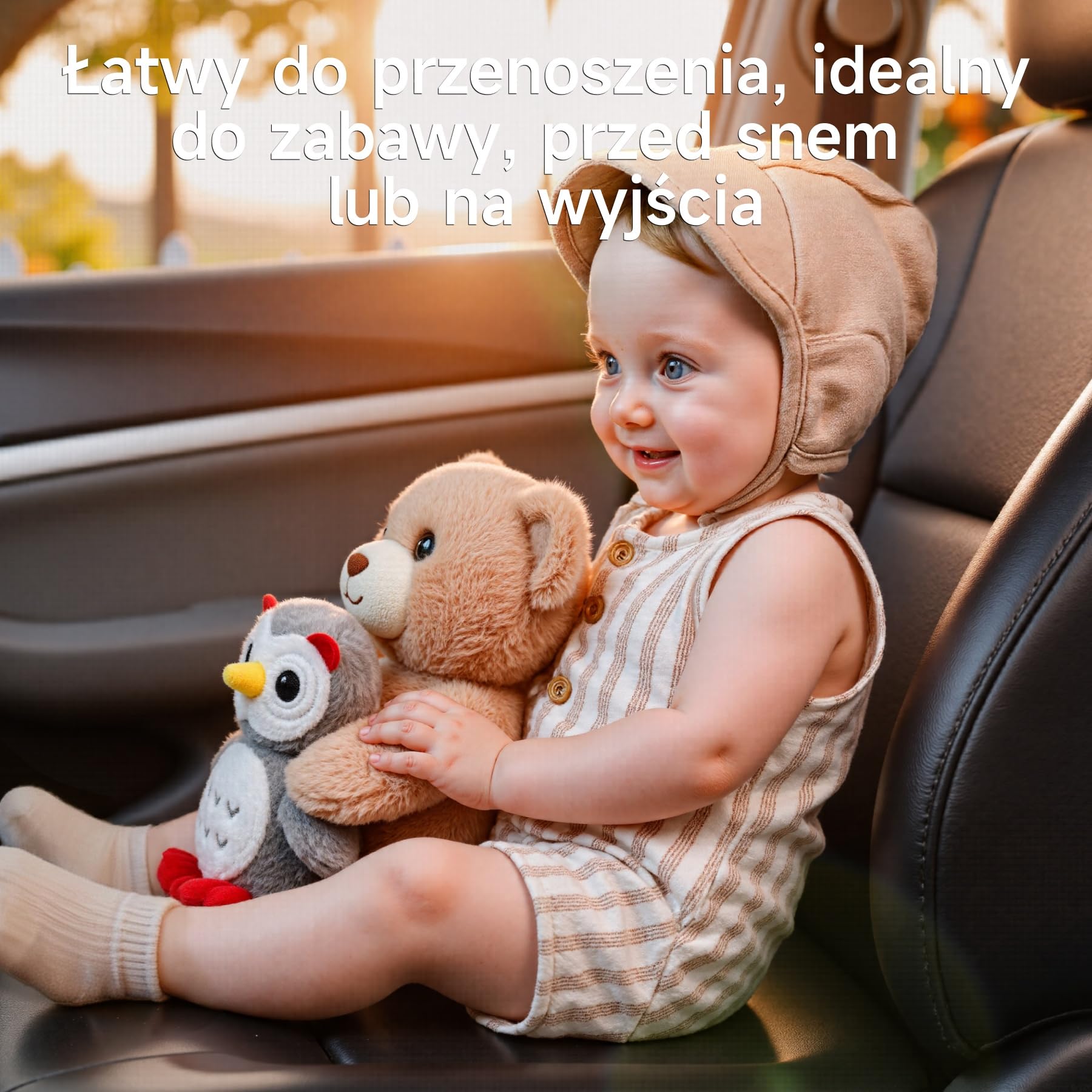 Muzyczny Pluszowy Miś z Sową, Interaktywny Mówiąca Przytulanka, Miękka Zabawka Pluszowa, Śpiewająca i Nagrywająca Pluszowe Zwierzątko, Prezent dla Niemowląt i Dzieci