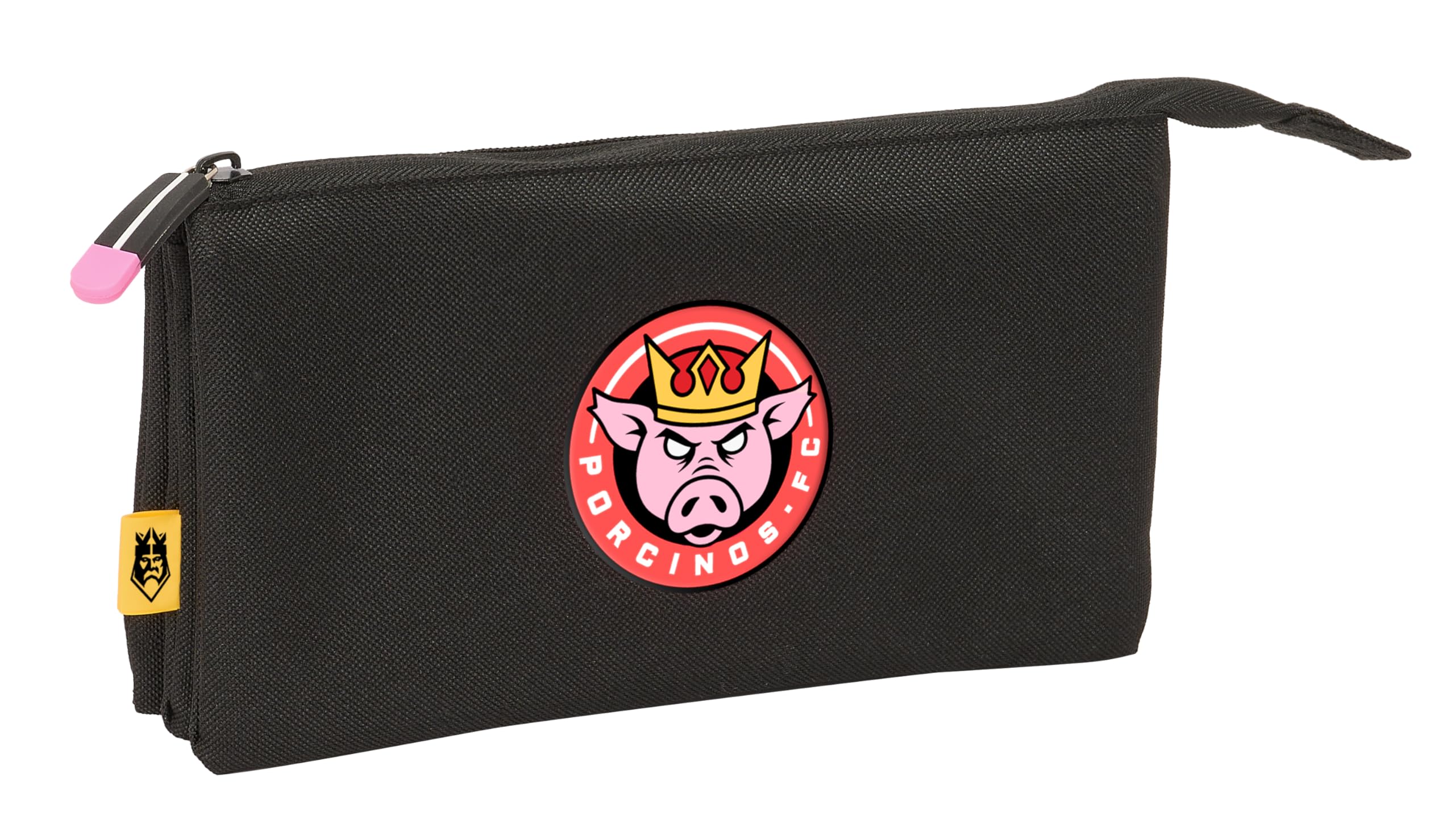 Safta Kings League PORCINOS, Triple Pencil Case, Children's Pencil Case, Ideal for School Children Comfortable and Versatile