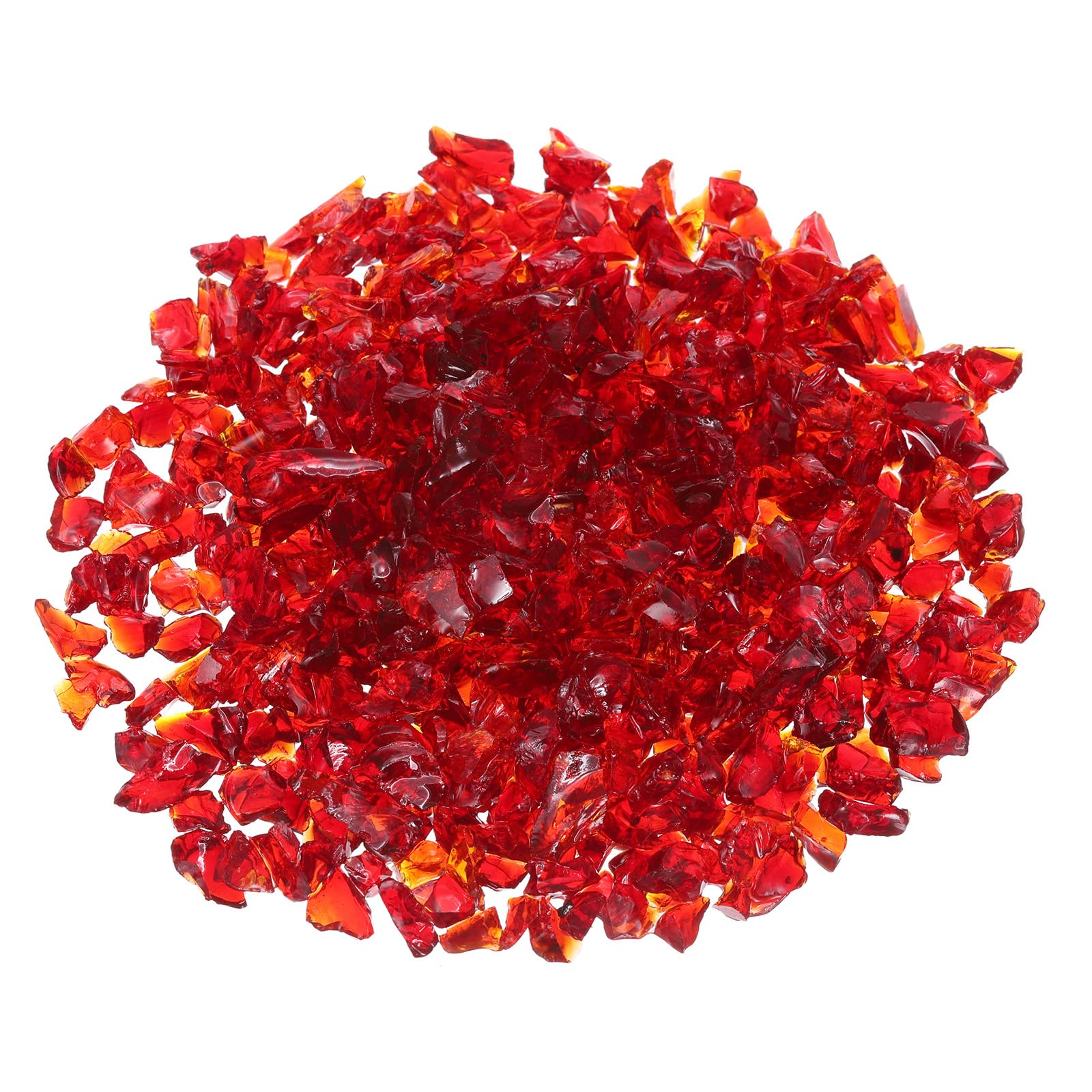 sourcing map 0.66 Pound Fire Glass Stone, 6-9mm High Luster Reflective Fire Pit Glass Rocks for Fireplace Fire Pit Table Home Garden Decoration, Vase Filler, Landscaping, Red