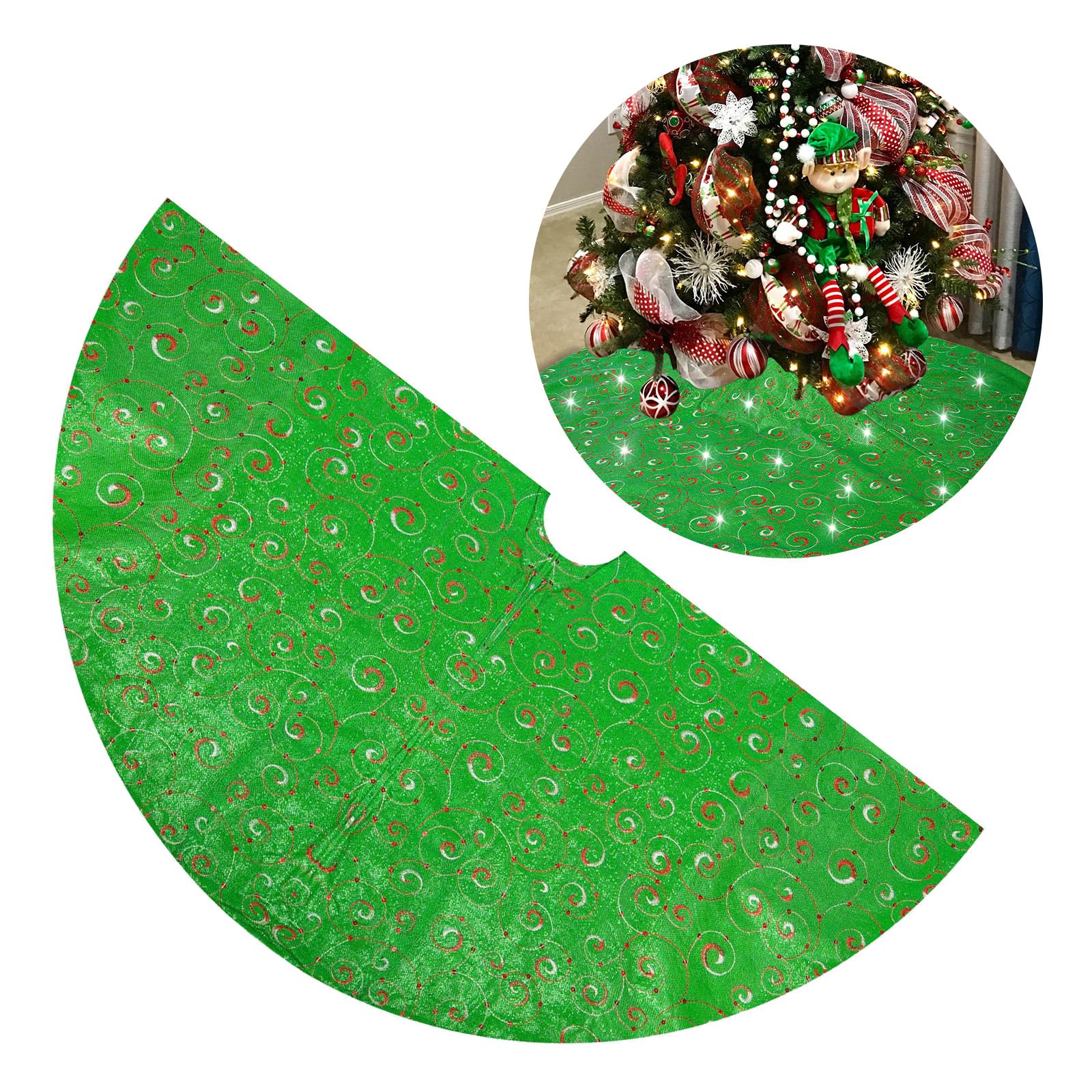 Tappeto per albero di Natale in morbida flanella, diametro 121,9 cm, con ganci di fissaggio, per festival e riunioni di famiglia, copertura base albero