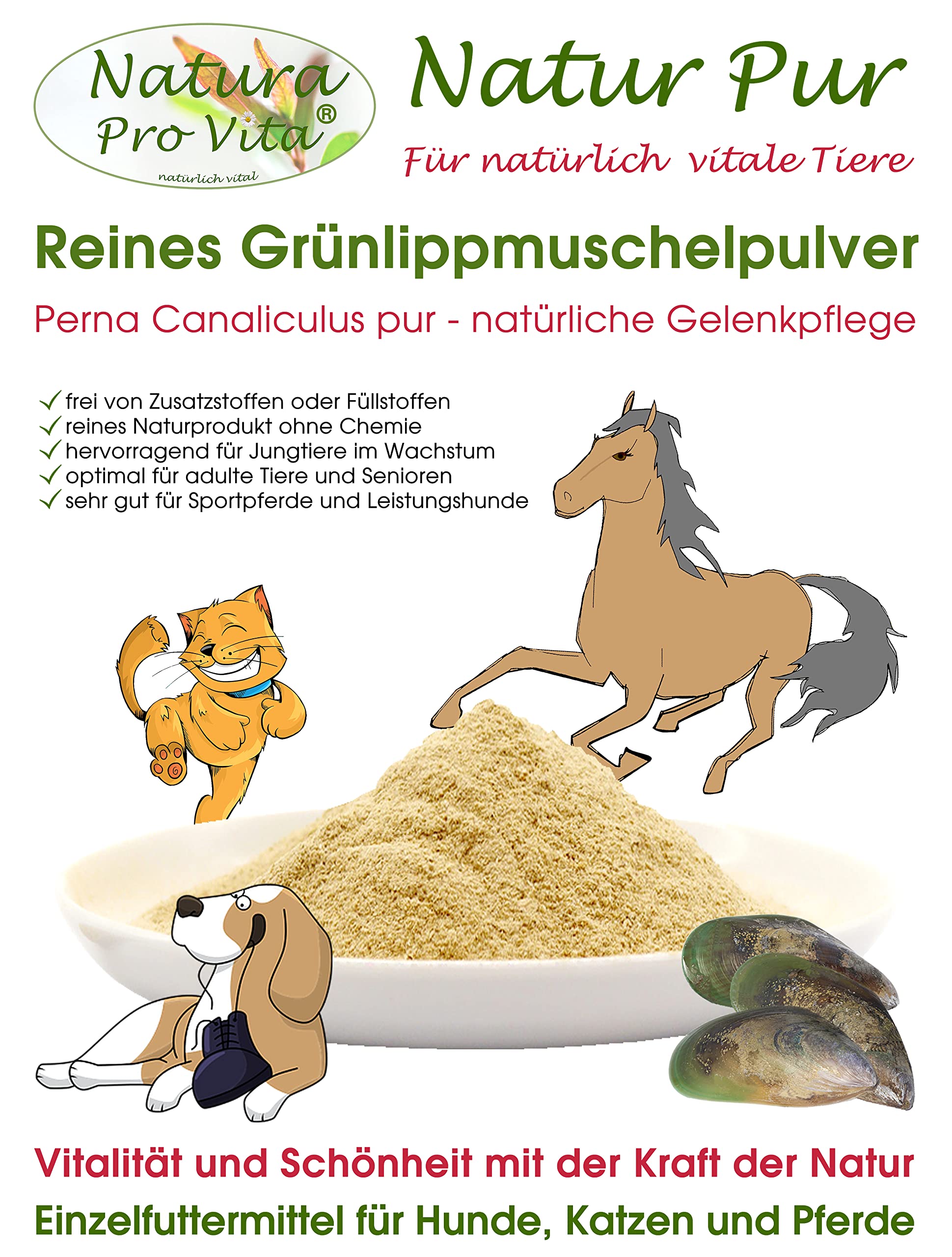 Grünlippmuschelpulver Katze gut für Knochen Gelenke Sehnen Haut Fell Natur pur Top Qualität natürliche Taurinquelle reines Grünlippmuschelpulver Glycosaminoglycane (Gag) hohe Bioverfügbarkeit 100g