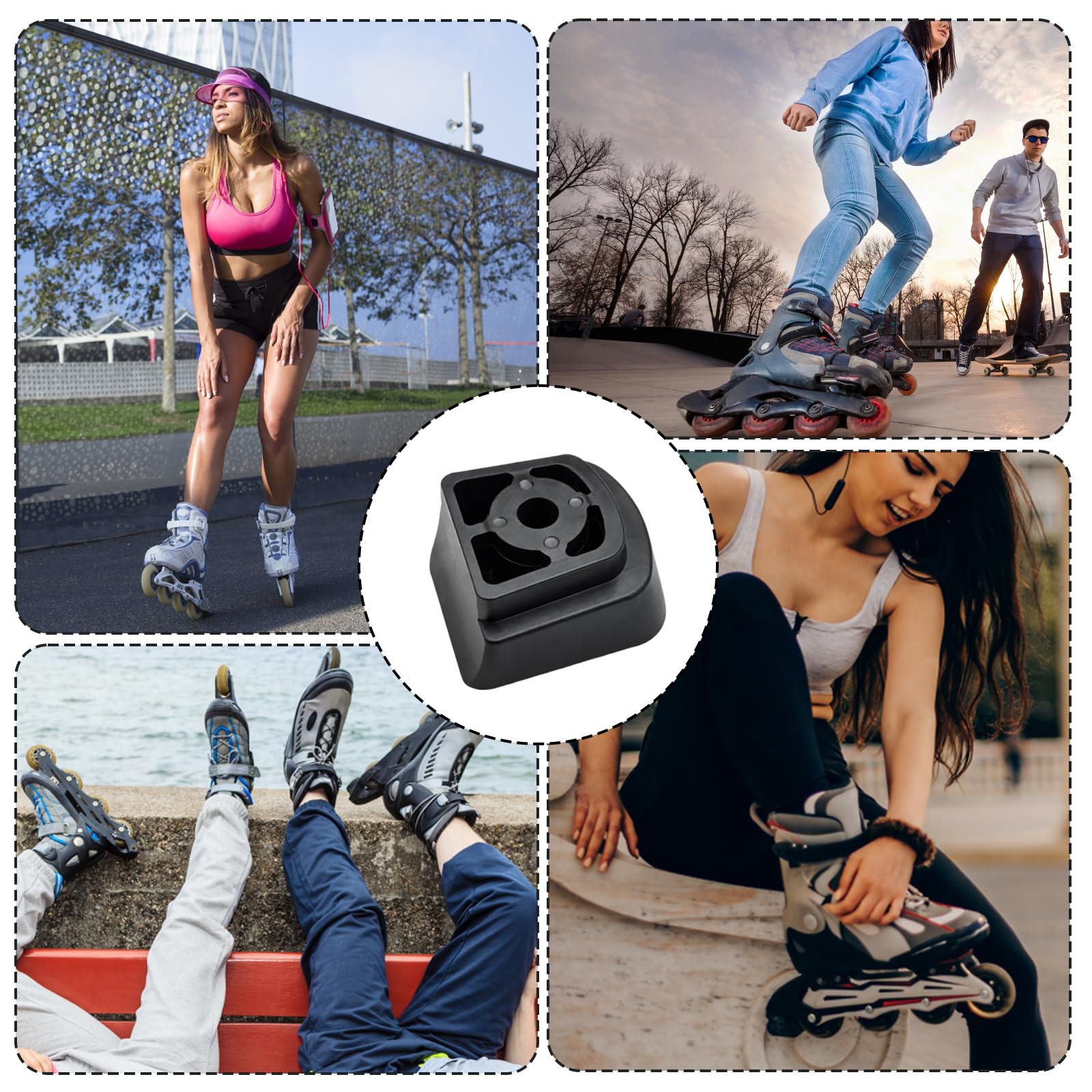 4er Pack Bremsklotz Inliner – Universal Bremse für Inline Skates, rutschfeste Bremsstopper für hintere Montage