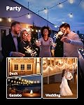 VIPAR Outdoor String Lights 60FT LED Patio Lights Waterproof with 28 Shatterproof ST38 Edison Bulbs Outside Hanging Light Dimmable Connectable for Porch, Deck, Garden, Backyard, Balcony, Decor, 2700K