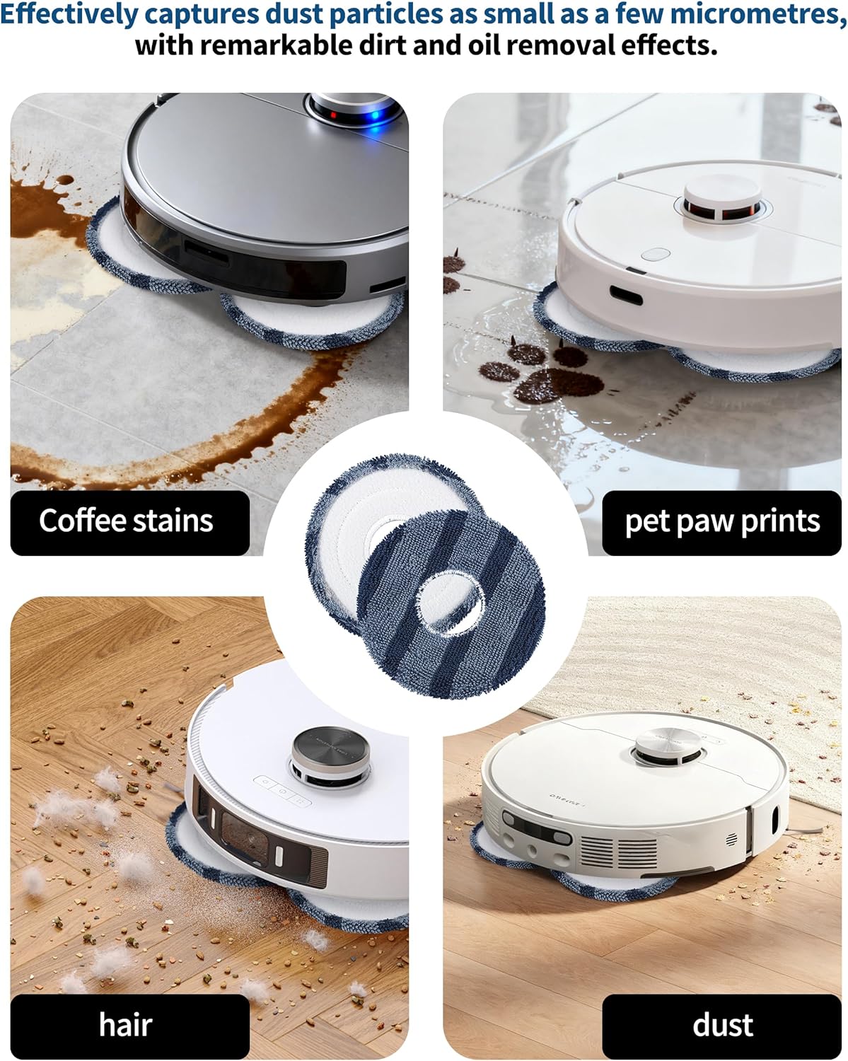 F Flammi 8 Pack Washable Robot Vacuum and Mop Pads for EUFY C20 Omni Robot Vacuum, High-Twist Microfiber Reusable Mop Cloths Replacement Parts