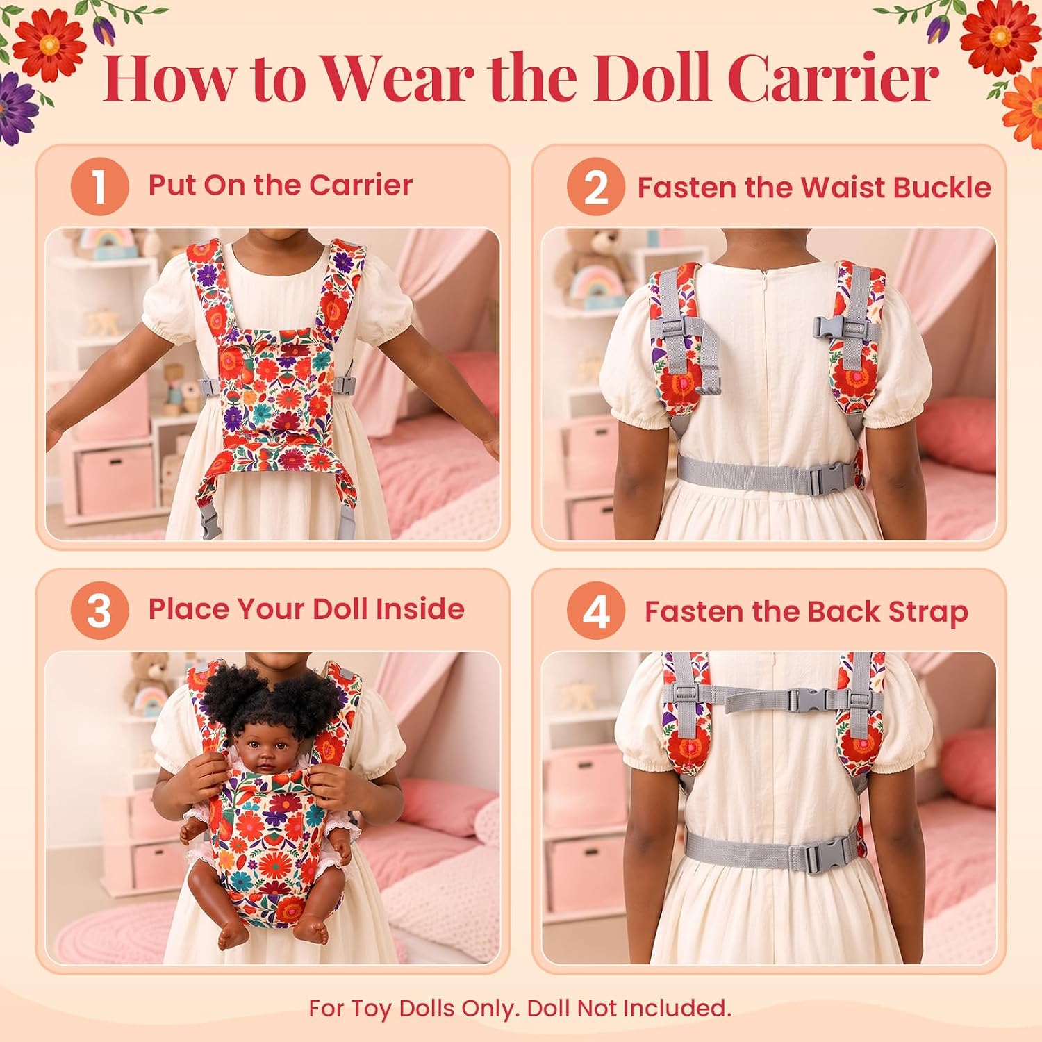 BABESIDE Baby Doll Carrier, Doll Accessories for Dolls Stuffed Animals