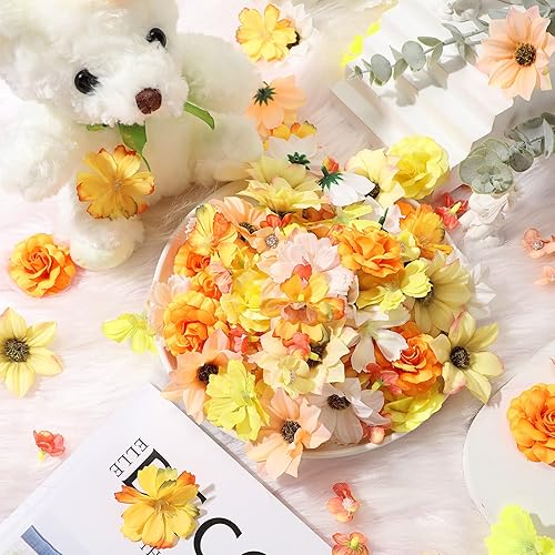 Miniatura 3 de Cindeer 217 piezas pequeñas de flores a granel a granel, margaritas y peonías, decoración de flores para manualidades, rosa, margarita, pequeña tela