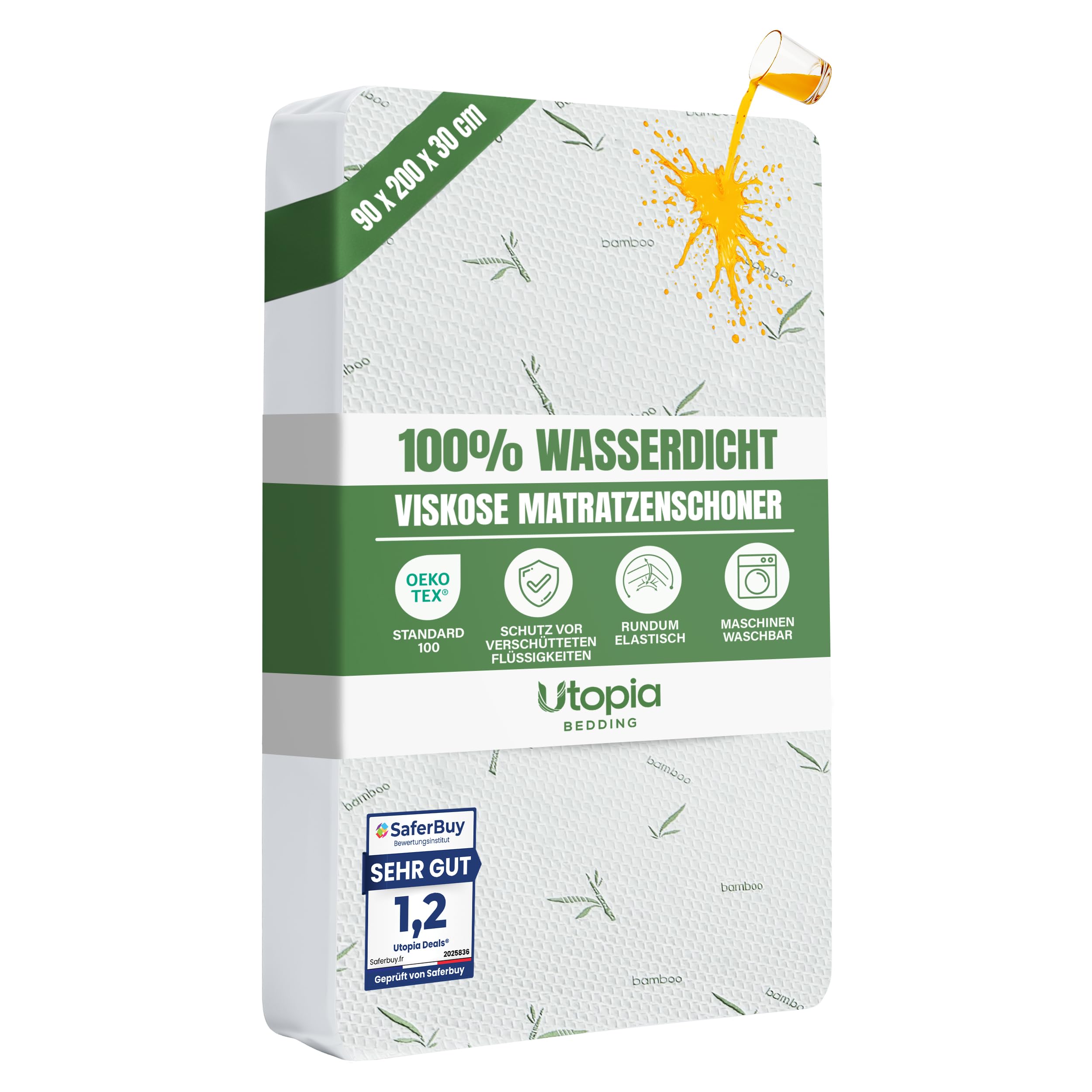 Utopia Bedding Wasserdichter Bambus-Matratzenschutz - Hypoallergene Matratzenbezüge mit Passform
