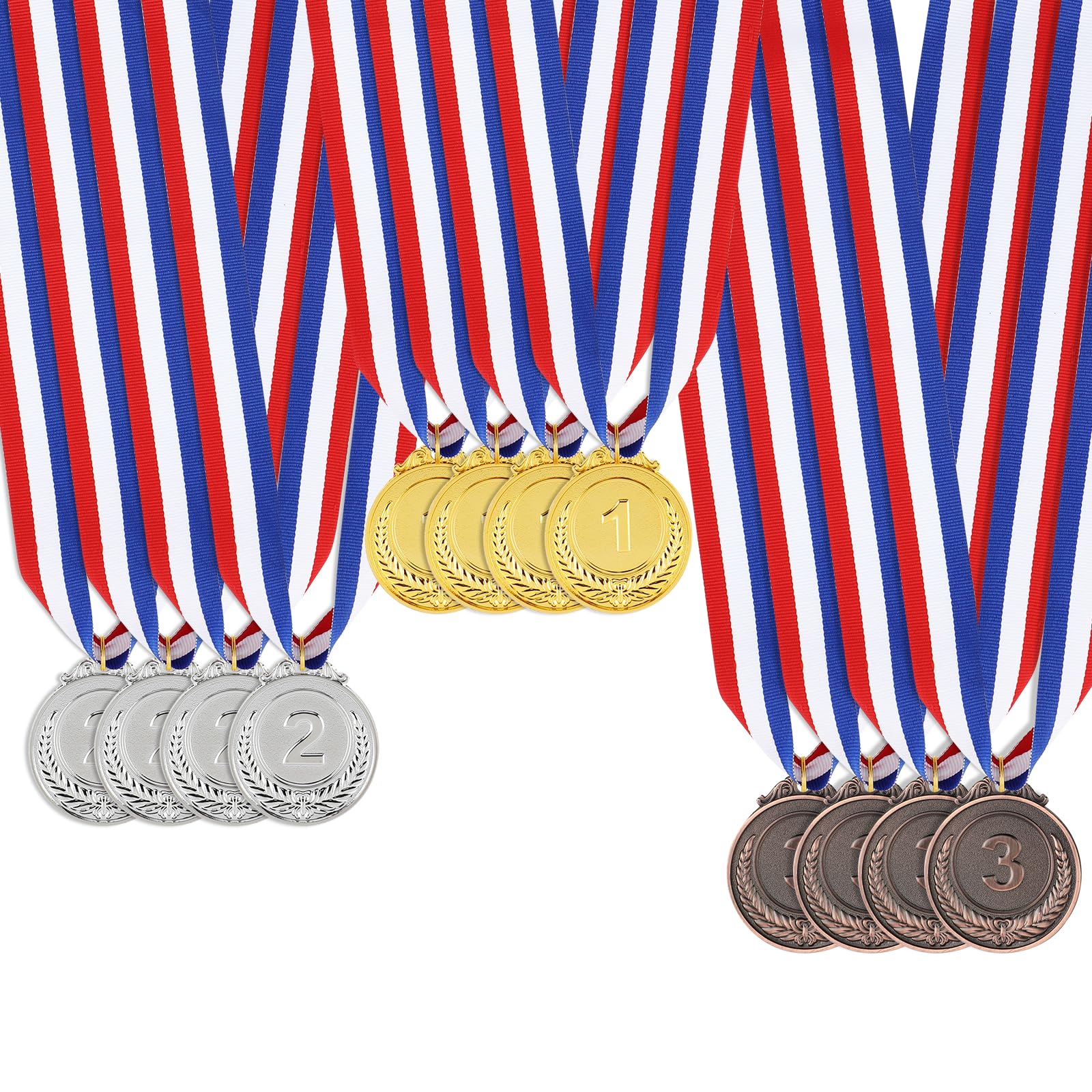 DIVINA VITAE12 Pcs Gold Silver Bronze Award Medals Winner Medals with Neck Straps Medals for Awards 1st 2nd 3rd Prize Medals for Competitions, Parties, Olympic Style,2 Inches