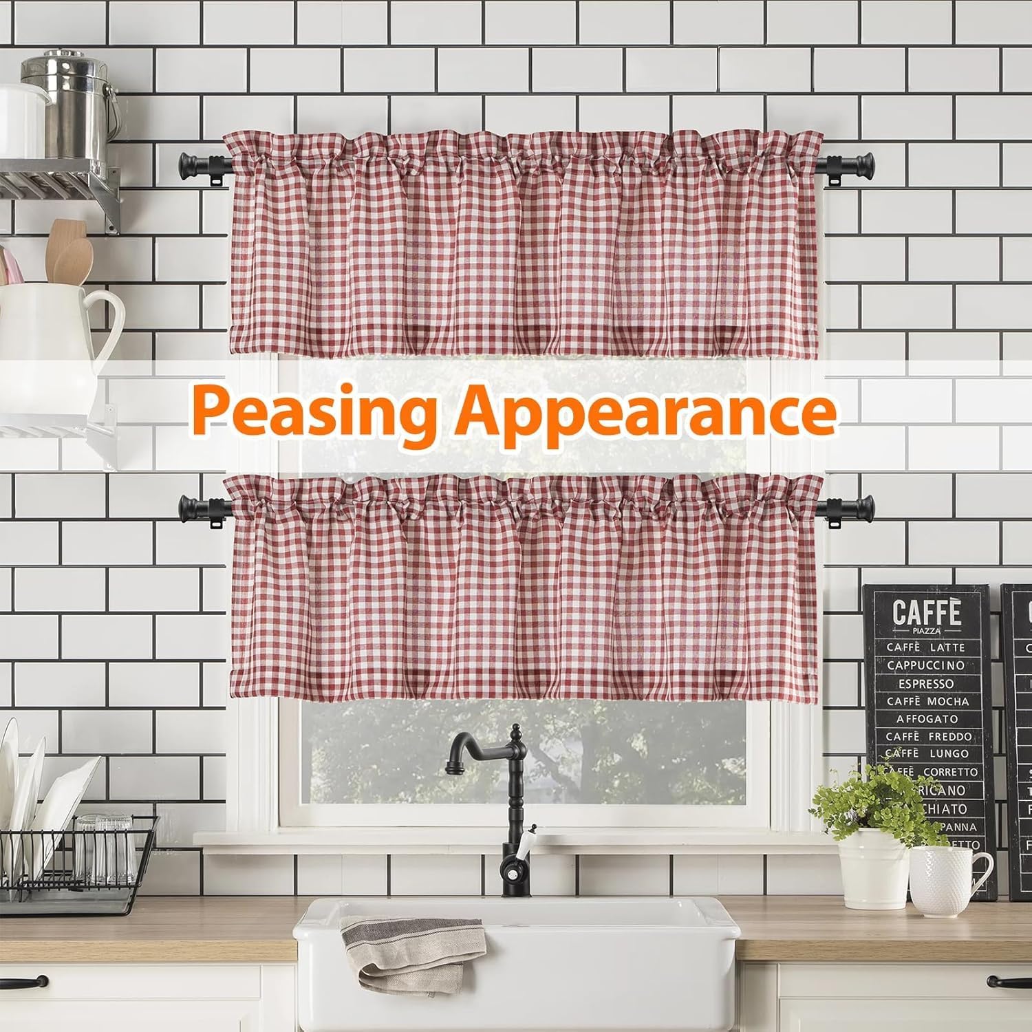 5/8 Inch Black Curtain Rod for Window 16 to 52 Inch, Small Window Curtain Rod With Brackets for Cafe, Windows, Kitchen, Bedroom, Living Room, Sliding Glass Door, Drilling Installation