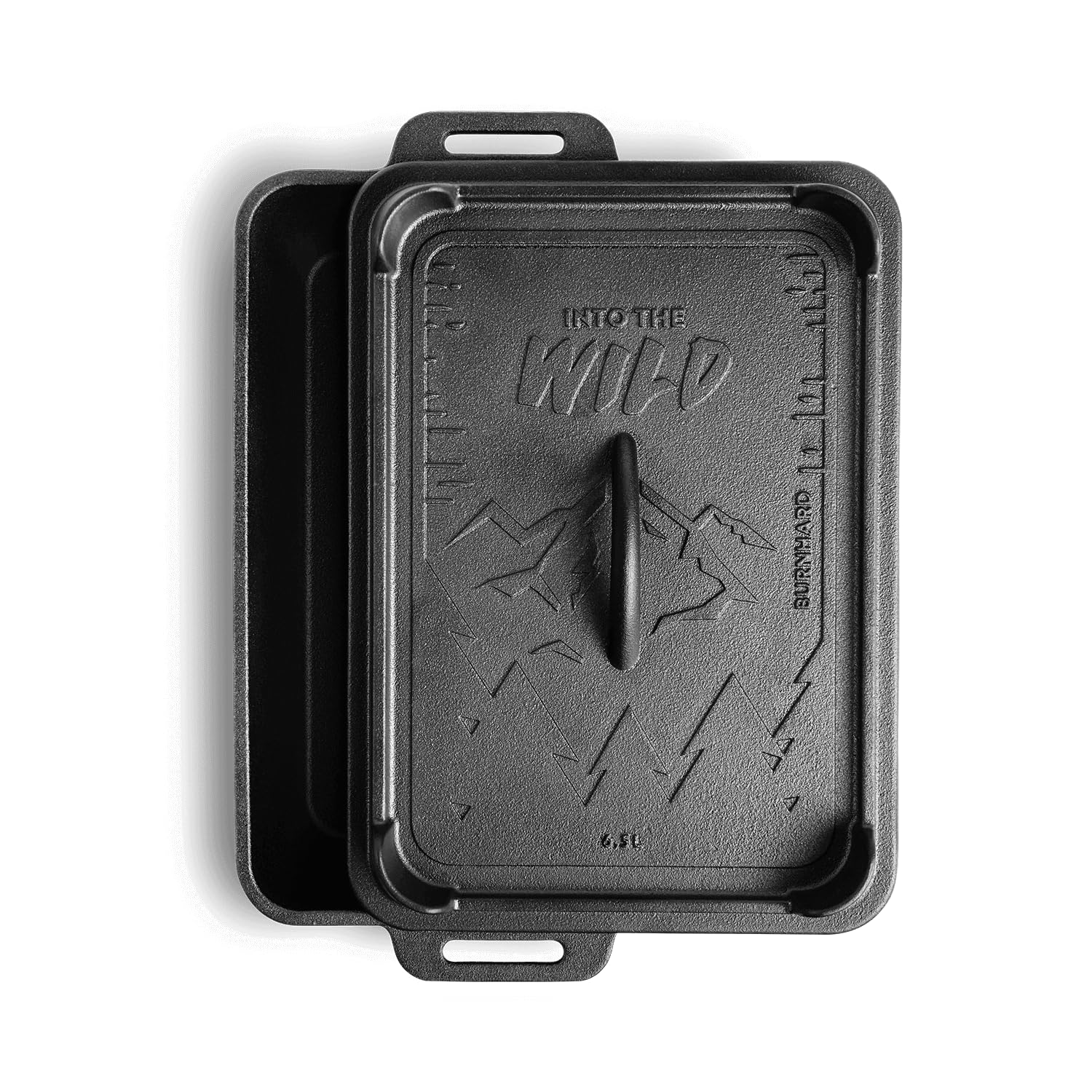 Molde de hierro fundido BURNHARD® 3,5 l, tapa multifuncional como sartén, para todo tipo de cocinas, horno, parrilla, fogata, pre-sazonado, fácil limpieza – molde para pan Deluxe