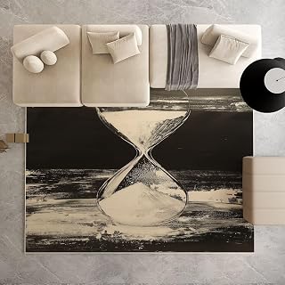 Glass Hourglass Area Rugs 4x6, Watercolor Time Timer Rug Washable Non Slip Floor Carpet, Cool Artworks Painting Rug for Living Room Bedroom Kitchen Dining Table Home Office Nursery Low Pile Carpet