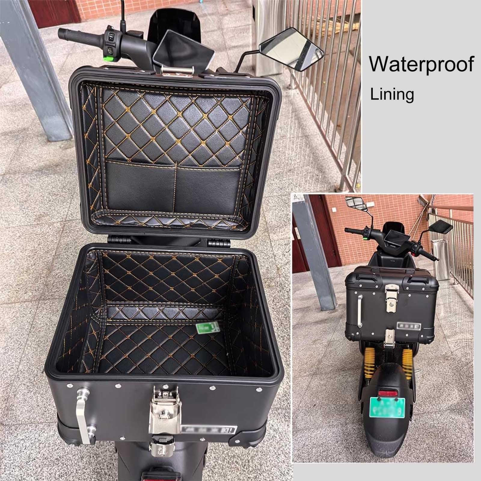 Universal Motorcycle Trunk Box 40 45l Motorcycle Top Case Tail Box Bags Aluminum Alloy Motorcycle Travel Luggage Waterproof Motorcycle Rear Case Bag Motorcycle Helmet Bag For Back Seat(Black,40l)