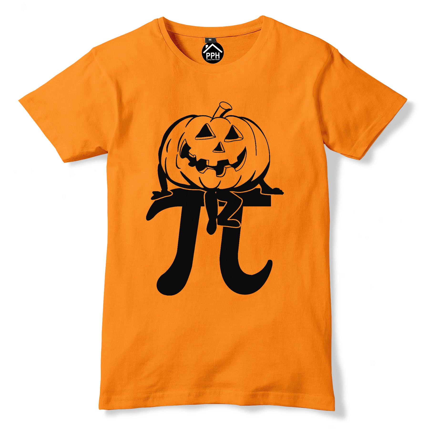 Funkyshirt Men's Orange Halloween T Shirt Pumpkin Pie T Shirt Halloween Costume (Large 42-44 Inch Chest, )
