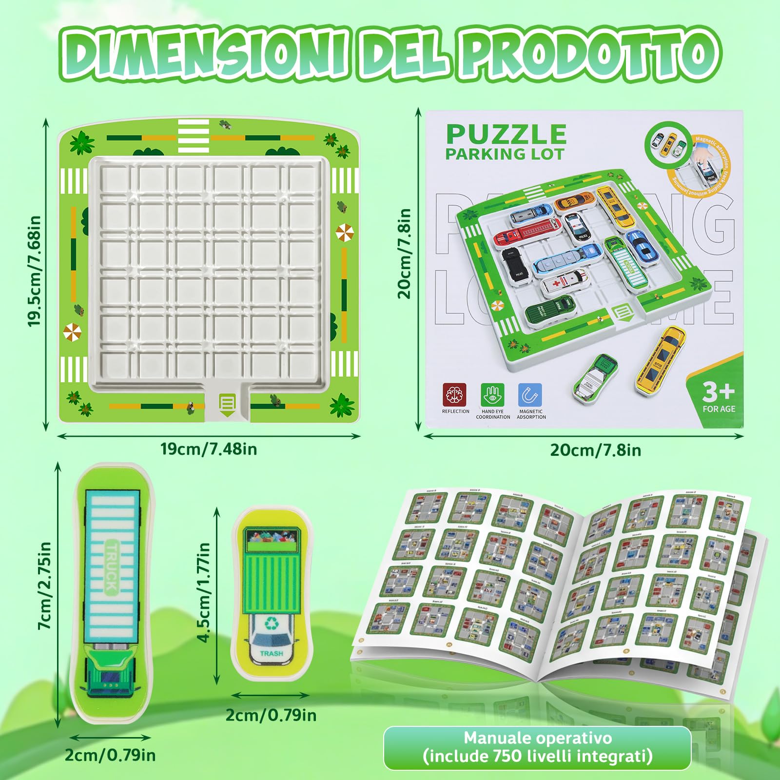 Giochi di Logica e Parcheggio per Bambini da 3 a 10 Anni – Gioco di Ingorghi Stradali con 360 Livelli, Puzzle Educativi in Legno per Famiglie, Idea Regalo per Ragazzi e Ragazze